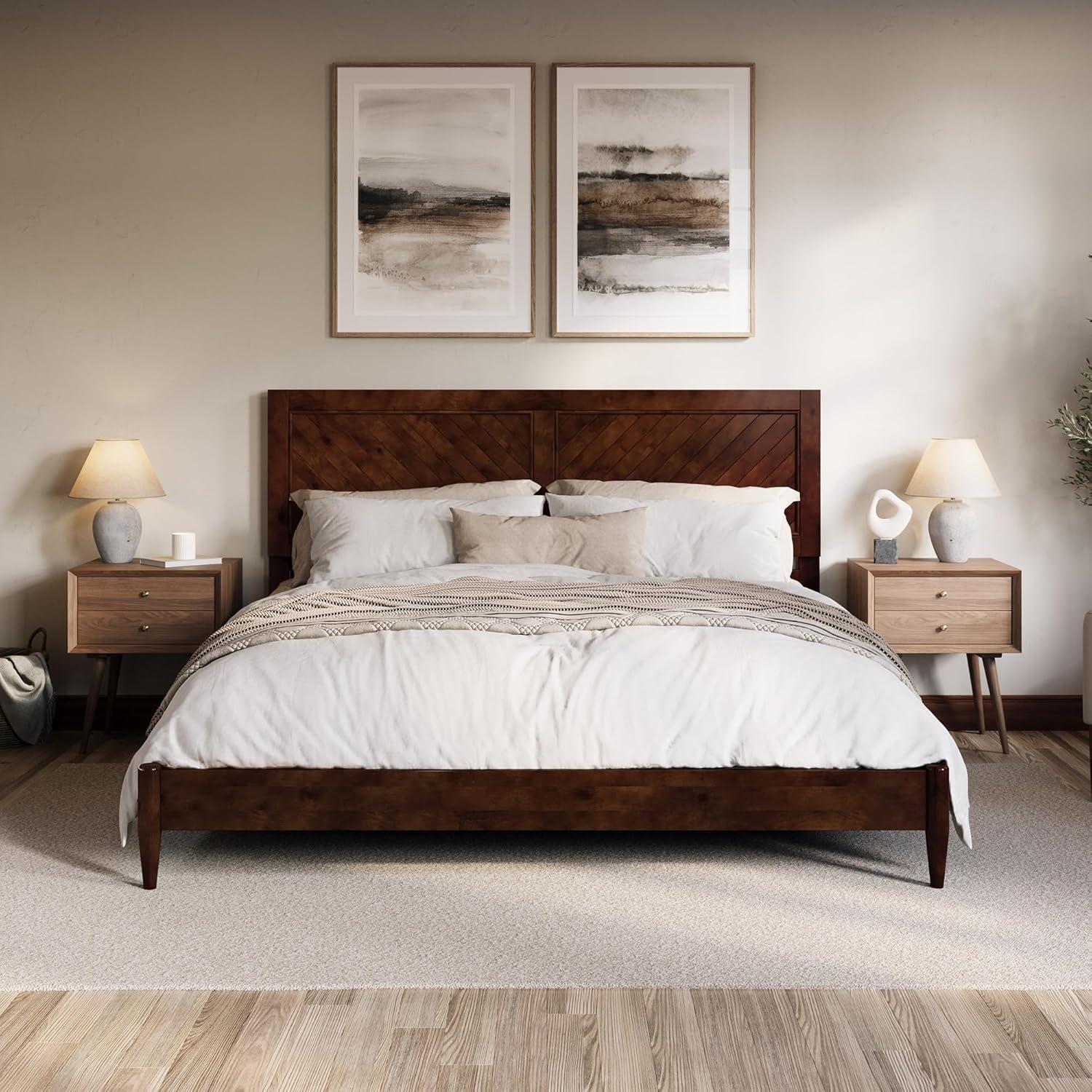 AFI Furnishings Berkshire Twin Solid Wood Low Profile Platform Bed in Walnut
