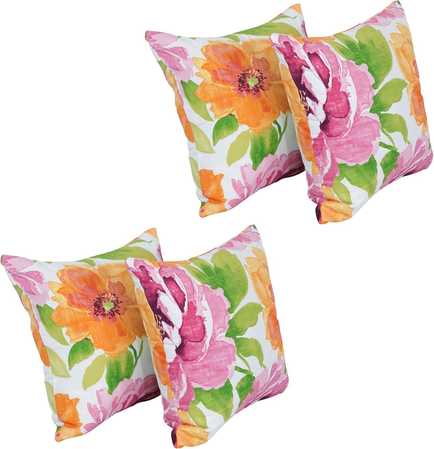 Blazing Needles 9910-S4-OD-243 17 in. Square Polyester Outdoor Throw Pillows, Muree Garden - Set of 4