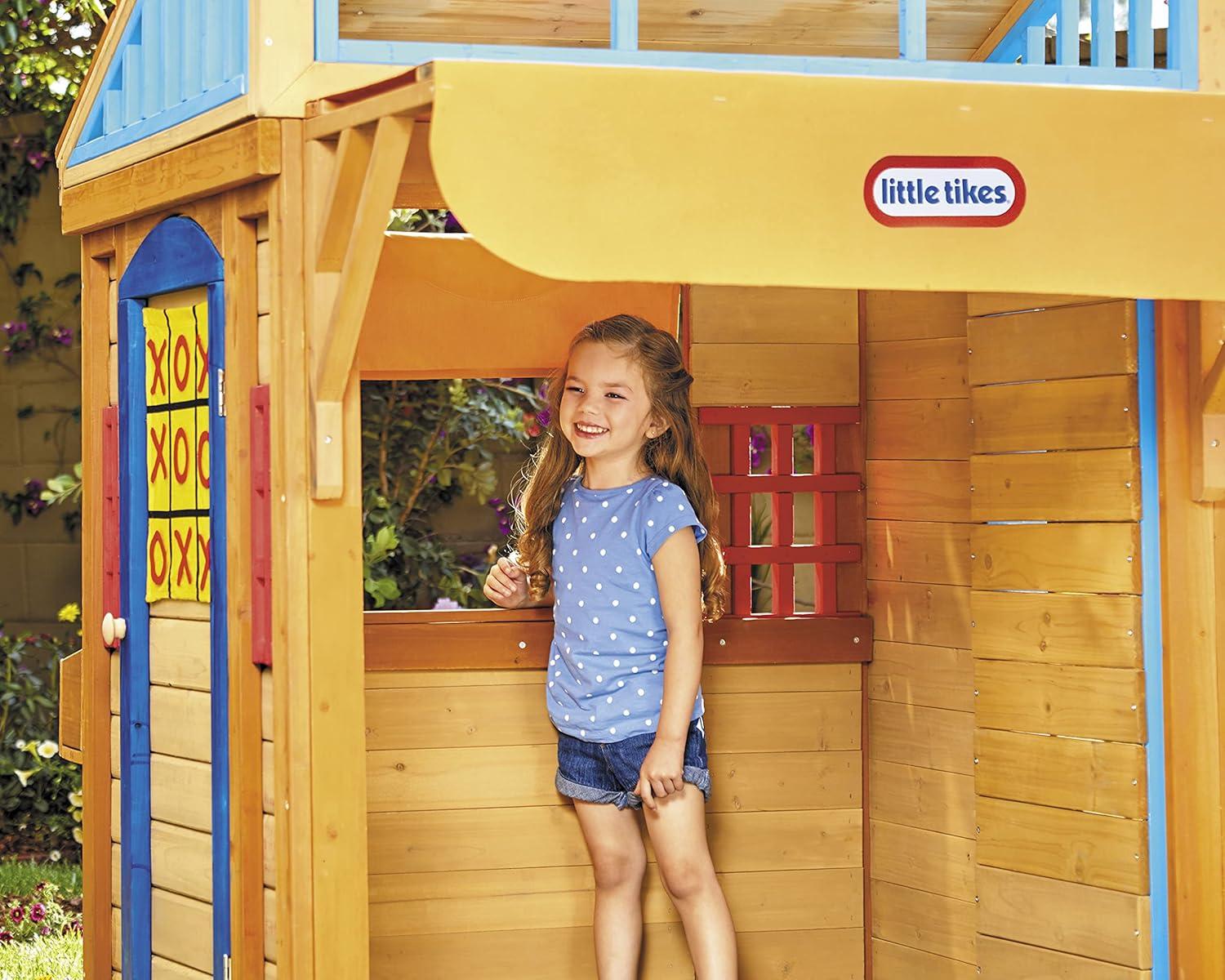 Wooden 5-in-1 Outdoor Playhouse with Games and Awning