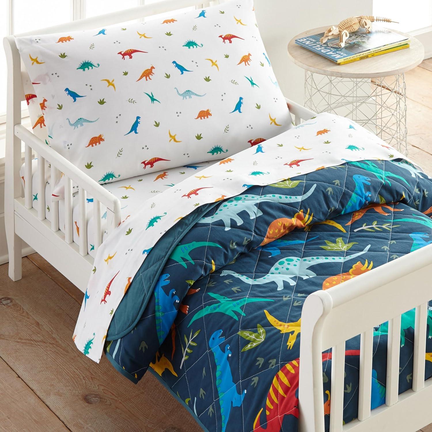 Jurassic Dinosaur Cotton 4 Piece Toddler Bedding Set