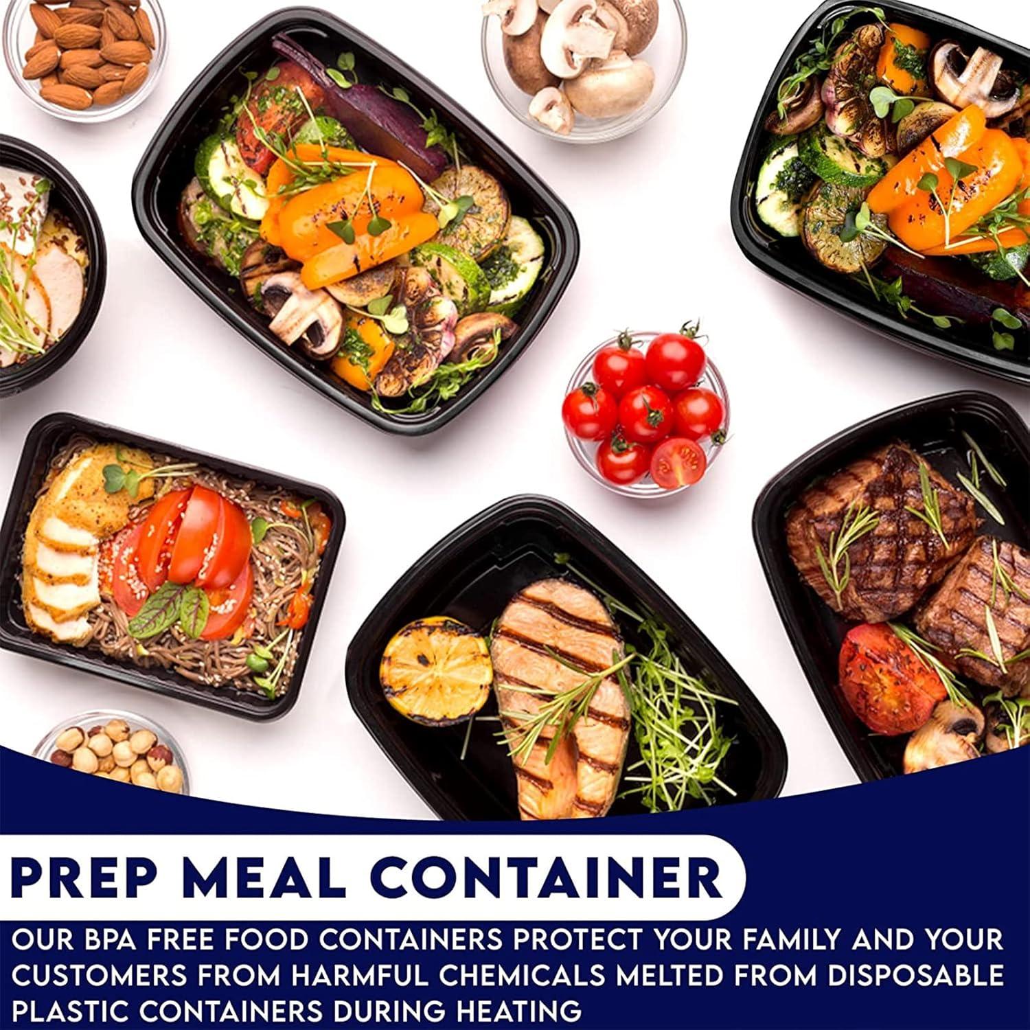 50 Pack Meal Prep Containers Reusable: 24 oz Food Prep Containers with Lids Leakproof, Food Storage Containers Stackable To Go Food Containers, Take Out Containers Microwave Freezer Dishwasher Safe