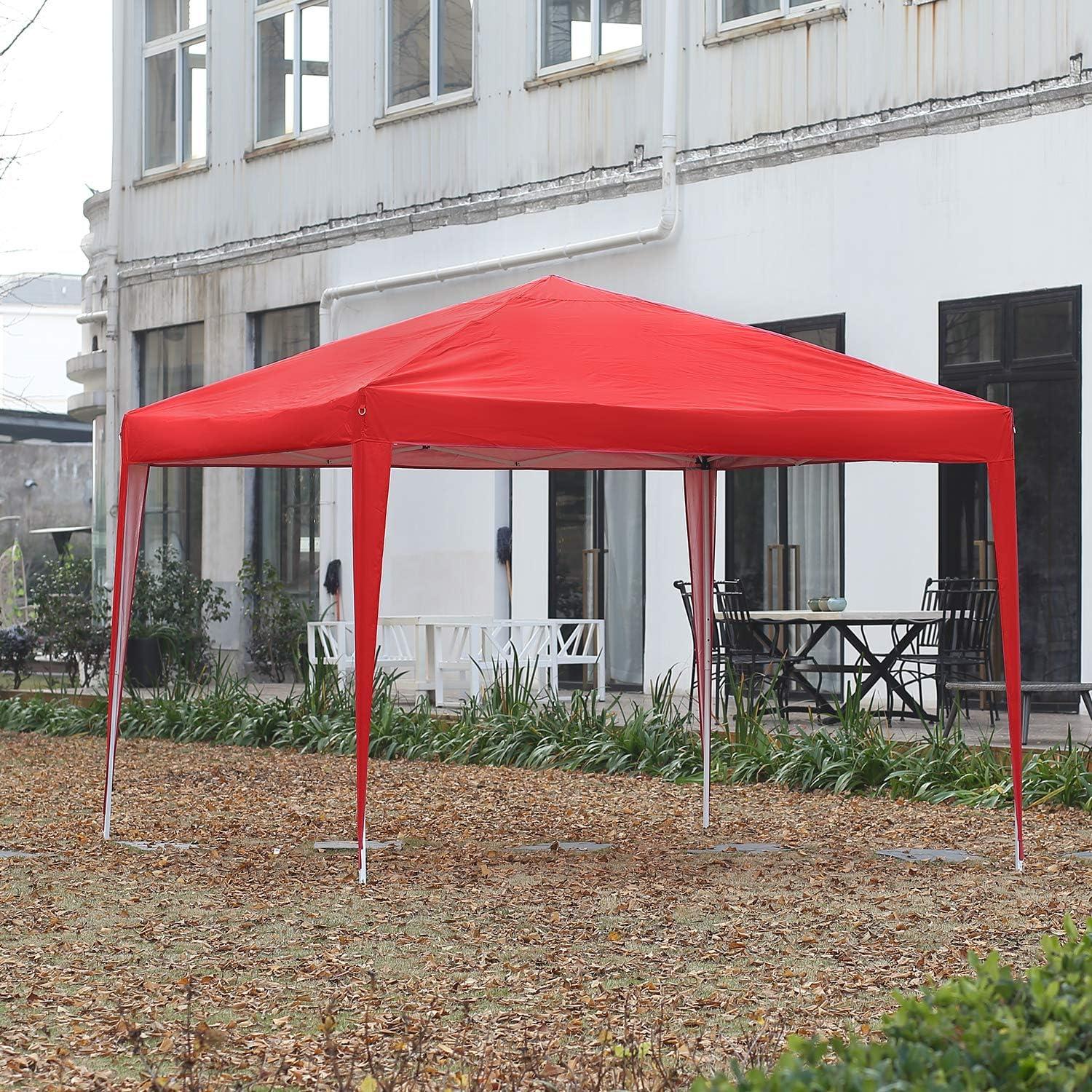 Ainfox 10 x 10 ft Pop up Canopy Tent, Instant Outdoor Canopies, Shade Tents with Carrying Bag,Red