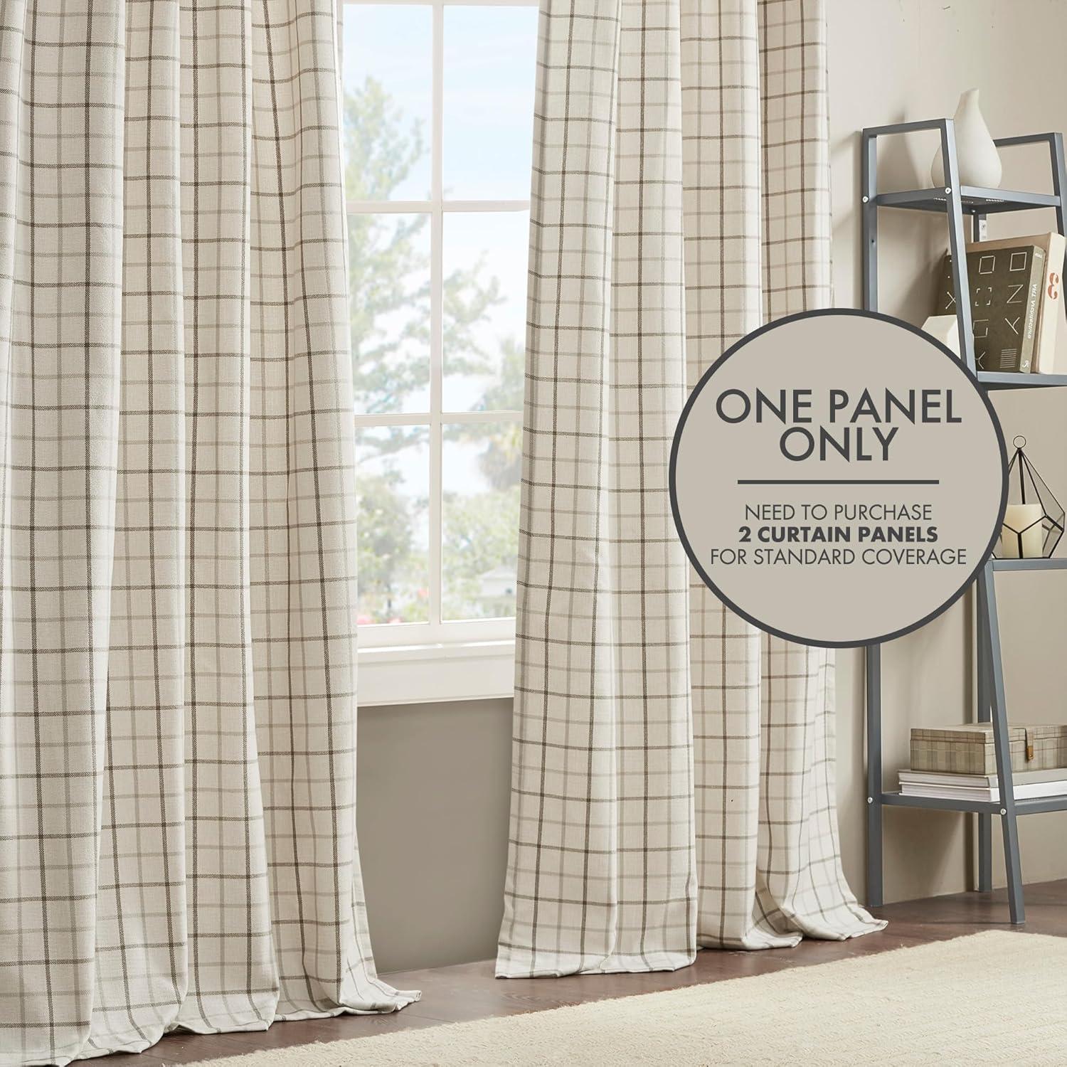 Anaheim Woven Plaid Room Darkening Thermal Fleece Lined Single Curtain Panel