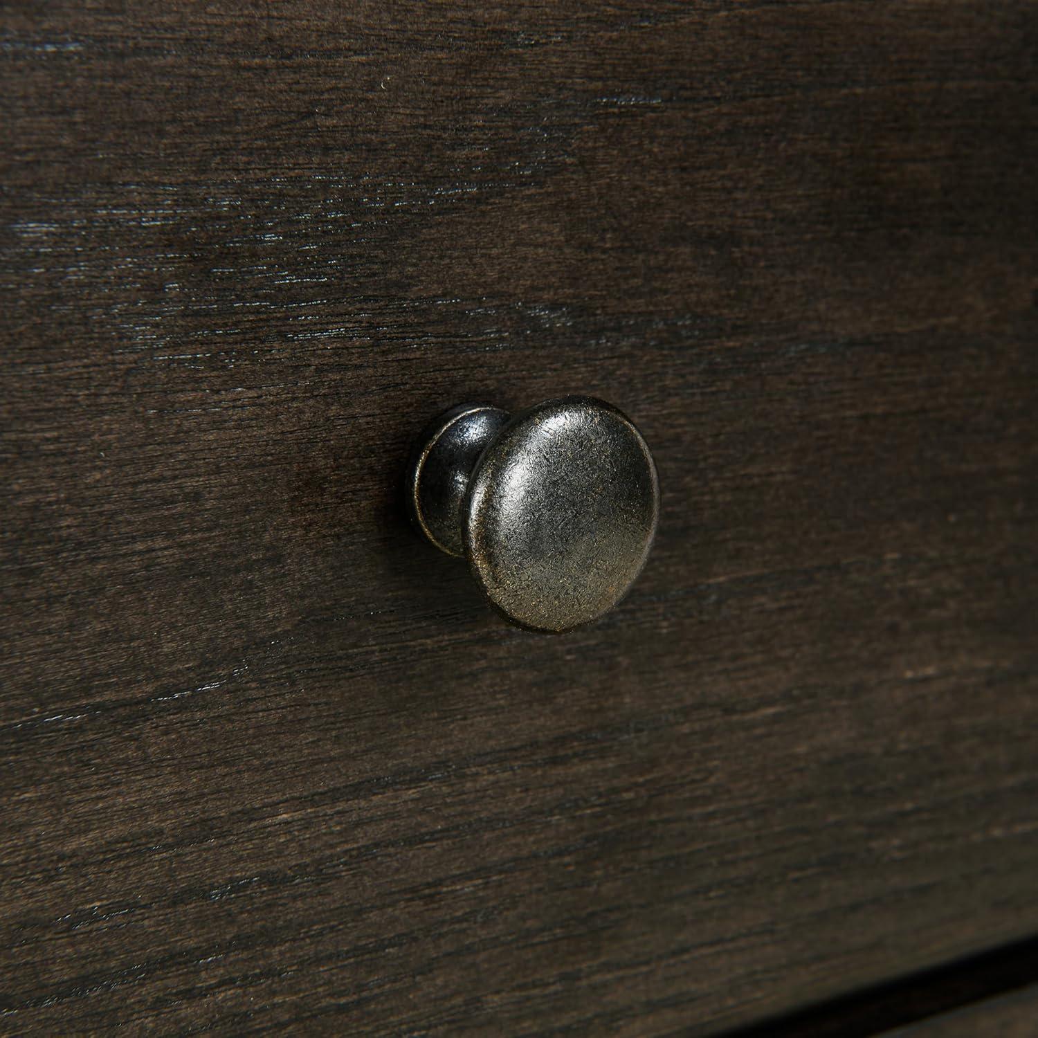 JESONVID Solid Wood Rectangular End Table with Storage, Antique Black