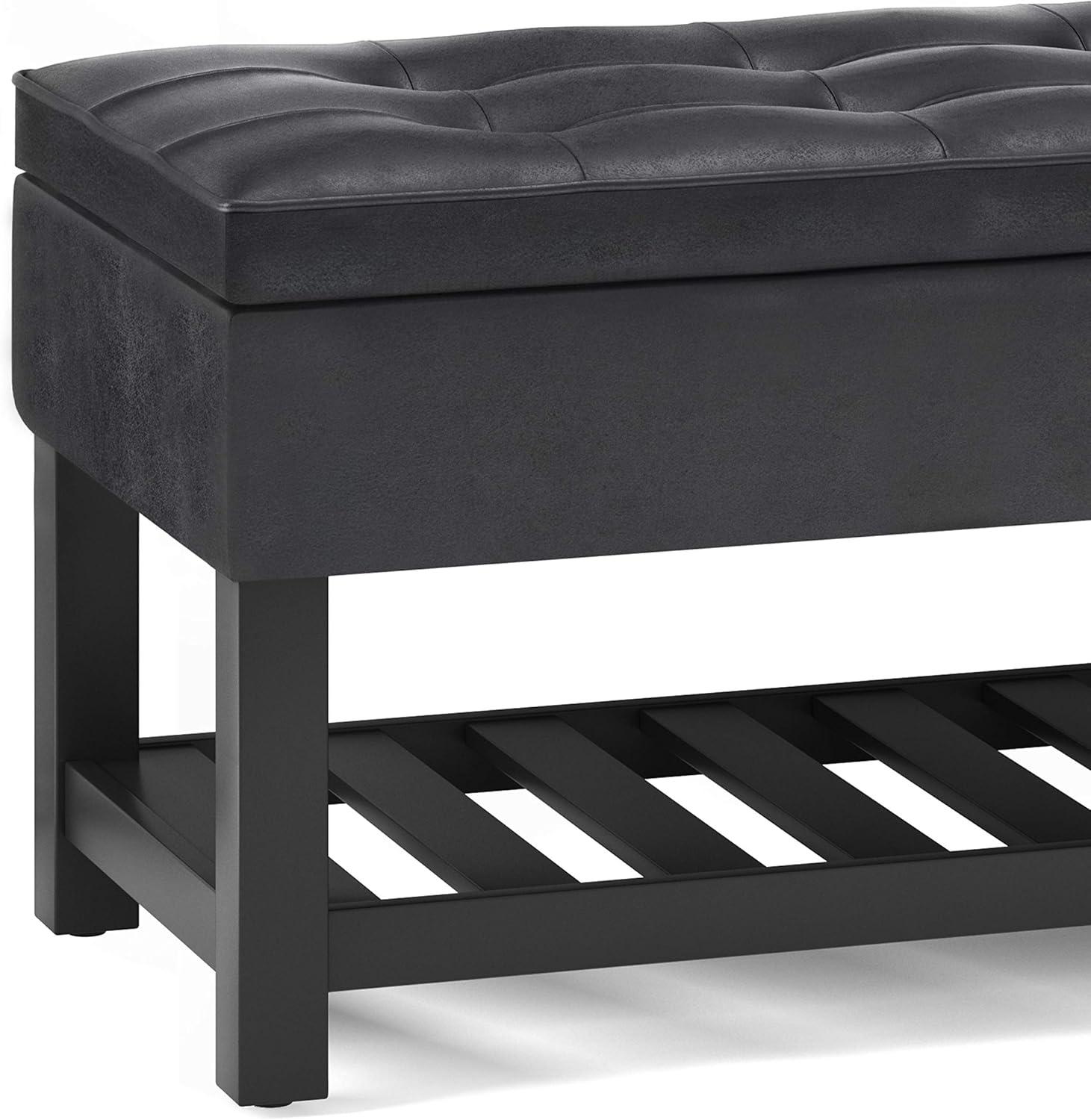 Simpli Home Cosmopolitan 44"W Transitional Tufted Storage Ottoman Bench with Lift Top