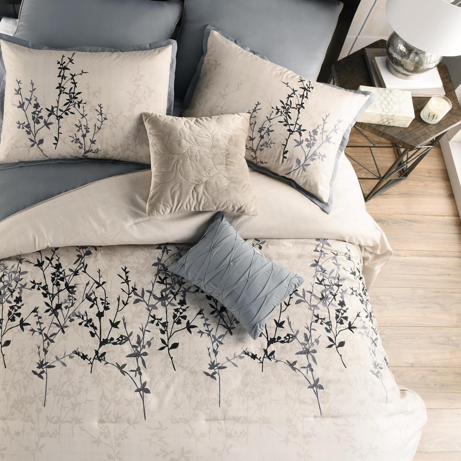 Riverbrook Home Hayden Beige/Blue Polyester 8 Piece Comforter Set