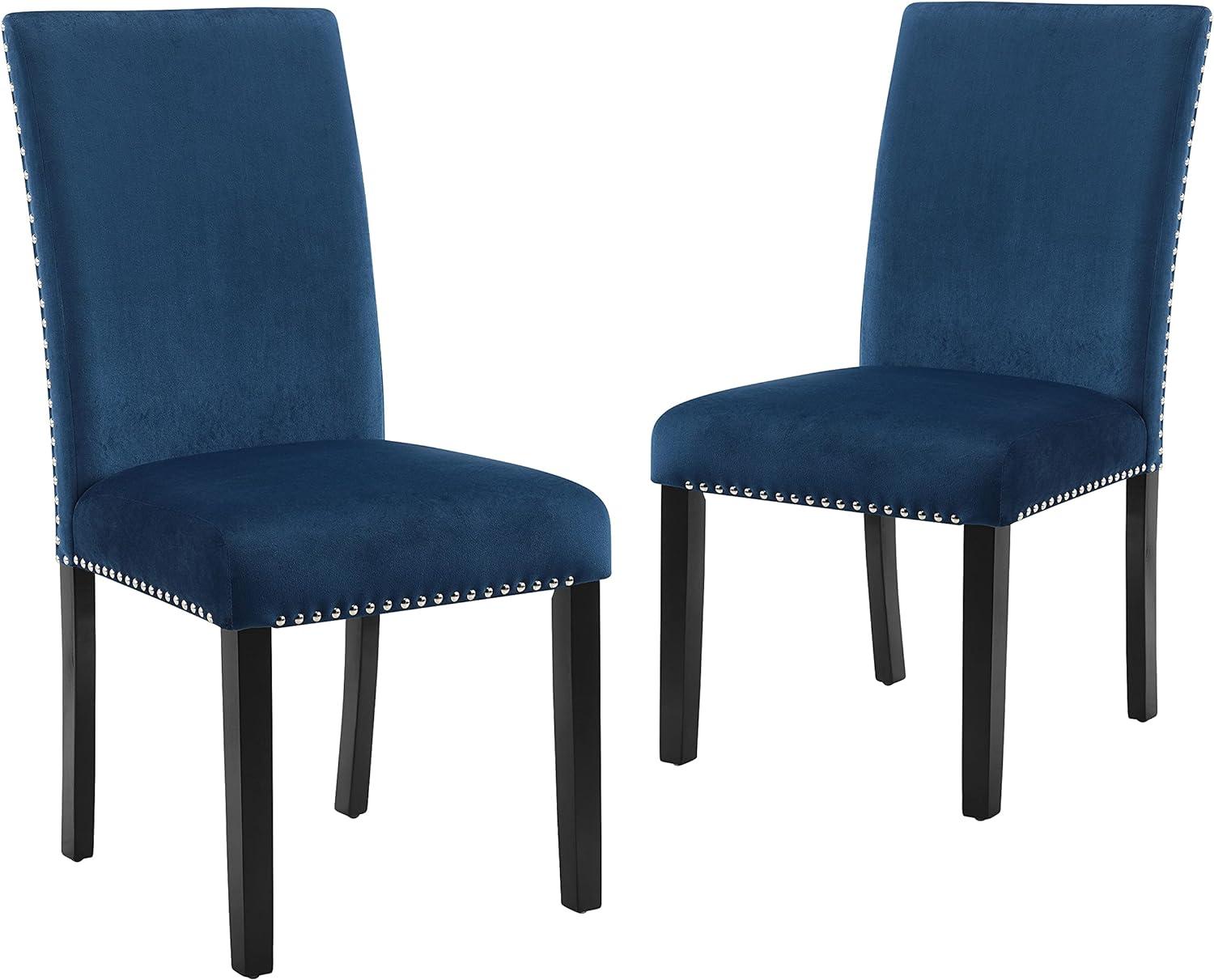 Celeste Transitional Blue Velvet Upholstered Parsons Side Chair