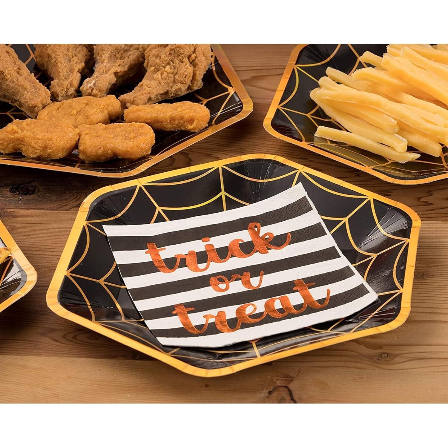 Blue Panda 50 Pack Halloween Cocktail Napkins, 3-Ply Trick or Treat Napkins for Spooky Halloween Decors and Party Supplies, 5x5 In