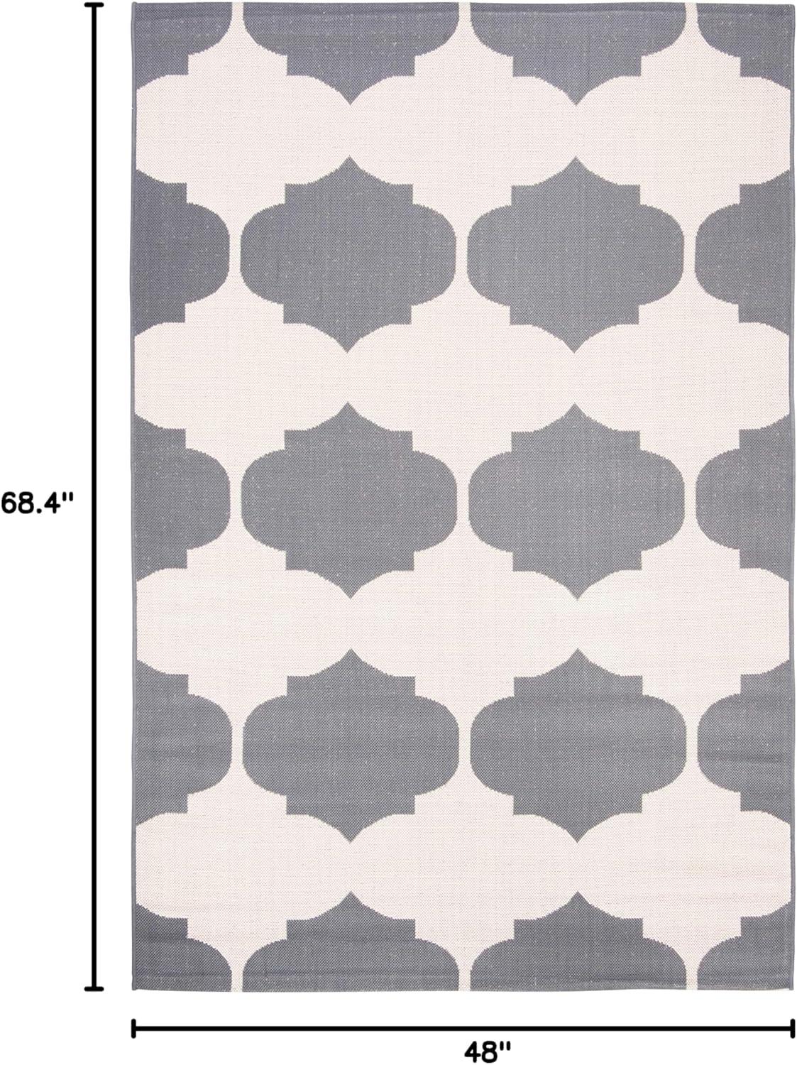 SAFAVIEH Courtyard Elwyn Geometric Trellis Indoor/Outdoor Area Rug, 4' x 5'7", Beige/Anthracite