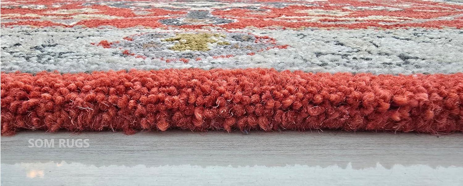 Traditional Vintage Channing Handmade Tufted 100% Wool Area Rugs & Carpet Bedroom Living Room Dining Room Luxury Home (Red, 9x12 Feet)