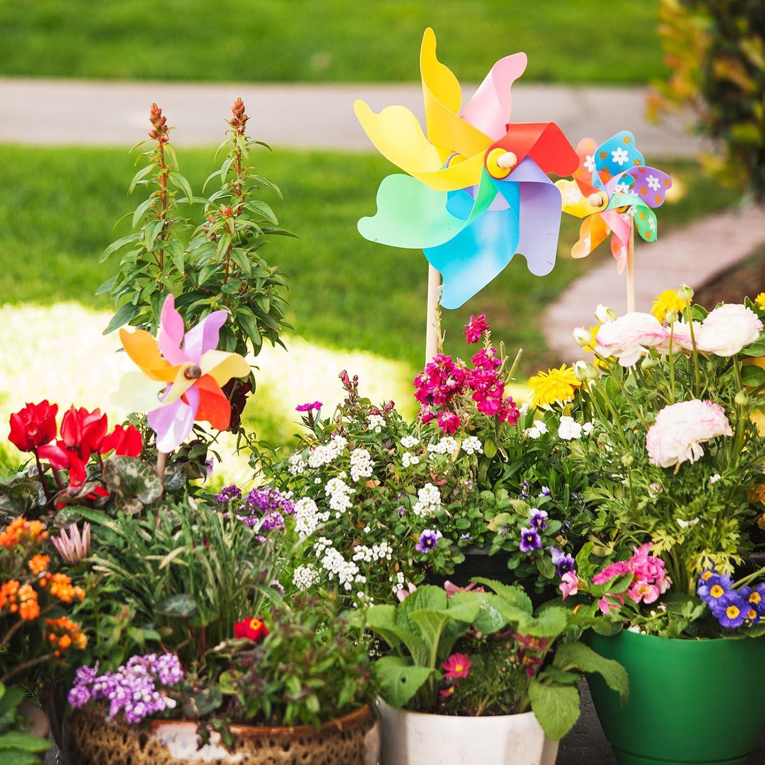 Colorful PVC Garden Wind Spinner with Fiberglass Pole