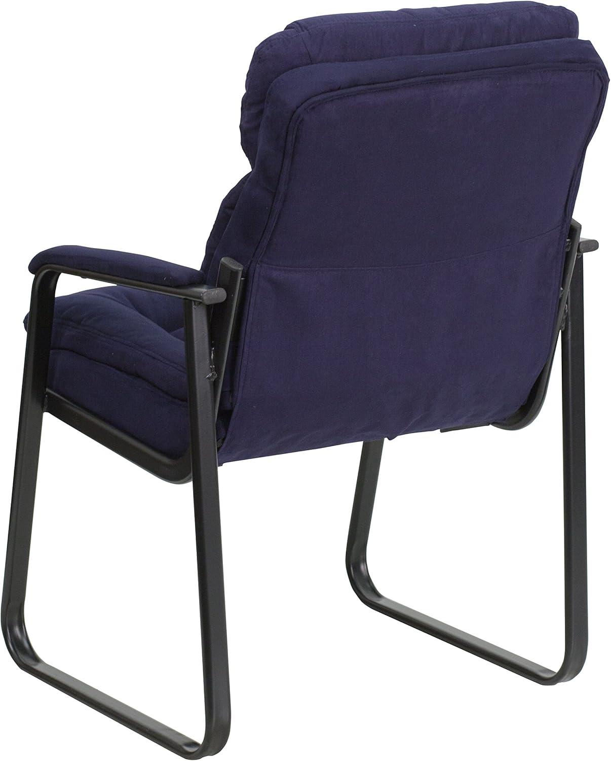 ErgoComfort Navy Microfiber Executive Side Chair with Metal Sled Base