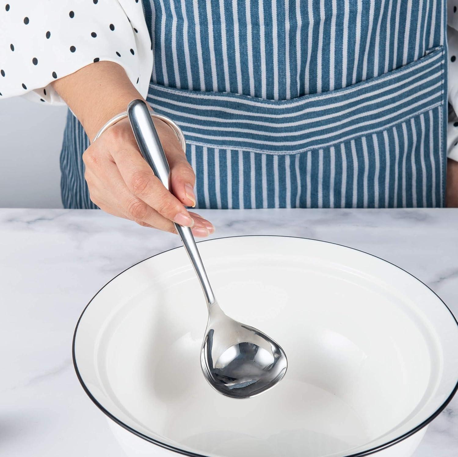 IMEEA 8-Inch Small Ladles for Serving Sauce SUS304 Stainless Steel Gravy Ladle Soup Spoon, Set of 4