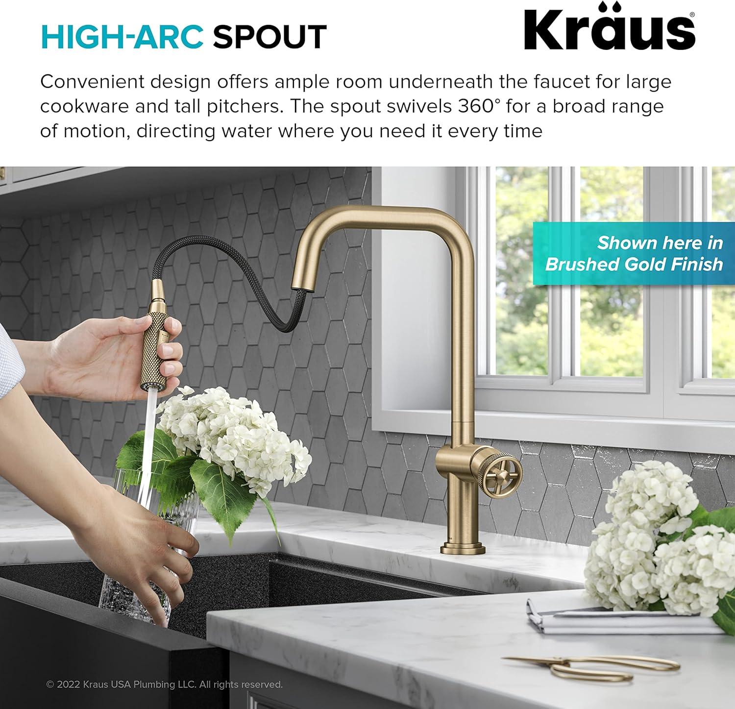 Urbix Industrial Pull-Down Single Handle Kitchen Faucet