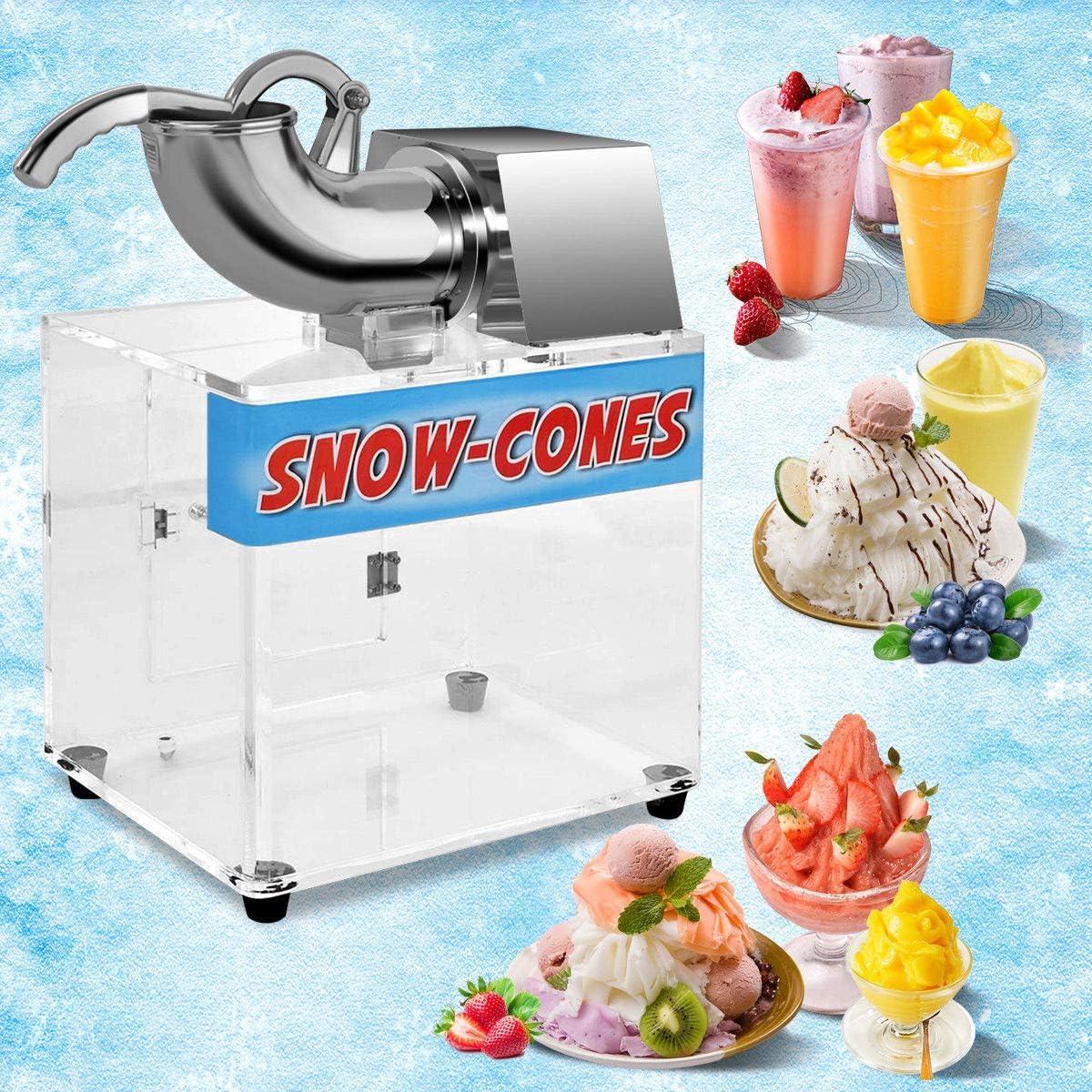 Costzon Commercial Snow Cone Machine, 440lbs/H Stainless Steel Ice Shaver with Dual Blades, 110V Electric Snow Cone Maker, Shaved Ice Machine with Safety On/Off Switch for Home, Party, Restaurant, Bar