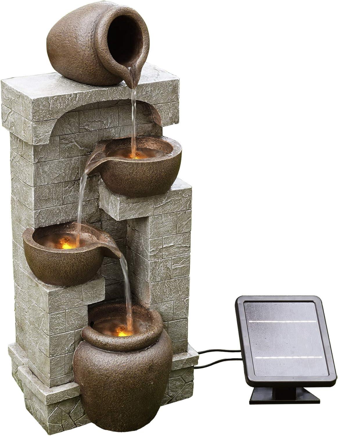 Teamson Home 28" Solar-Powered 4-Tier Outdoor Water Fountain