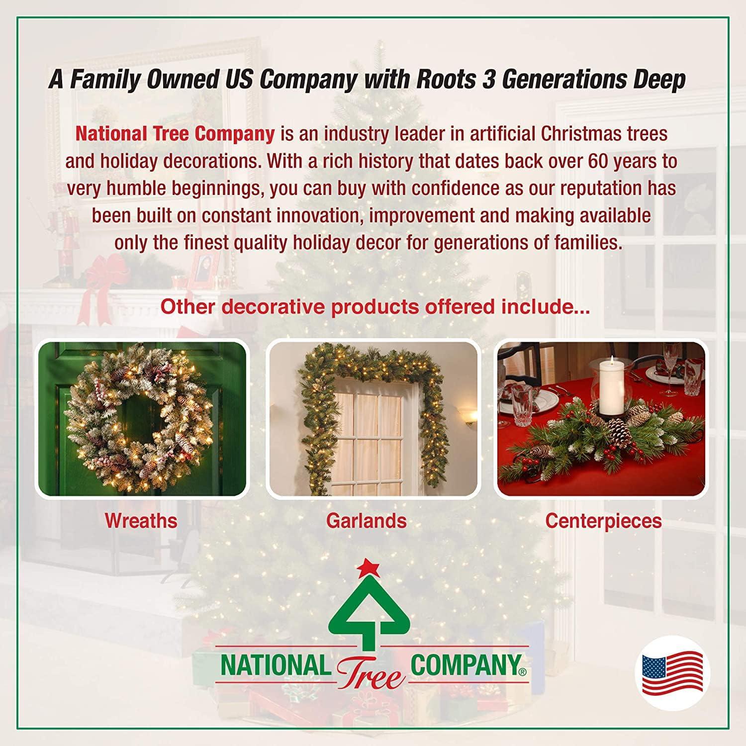 National Tree Company 7 ft Artificial Pre-Lit Slim Christmas Tree, Green, Kingswood Fir, Multicolor Lights, Includes Stand