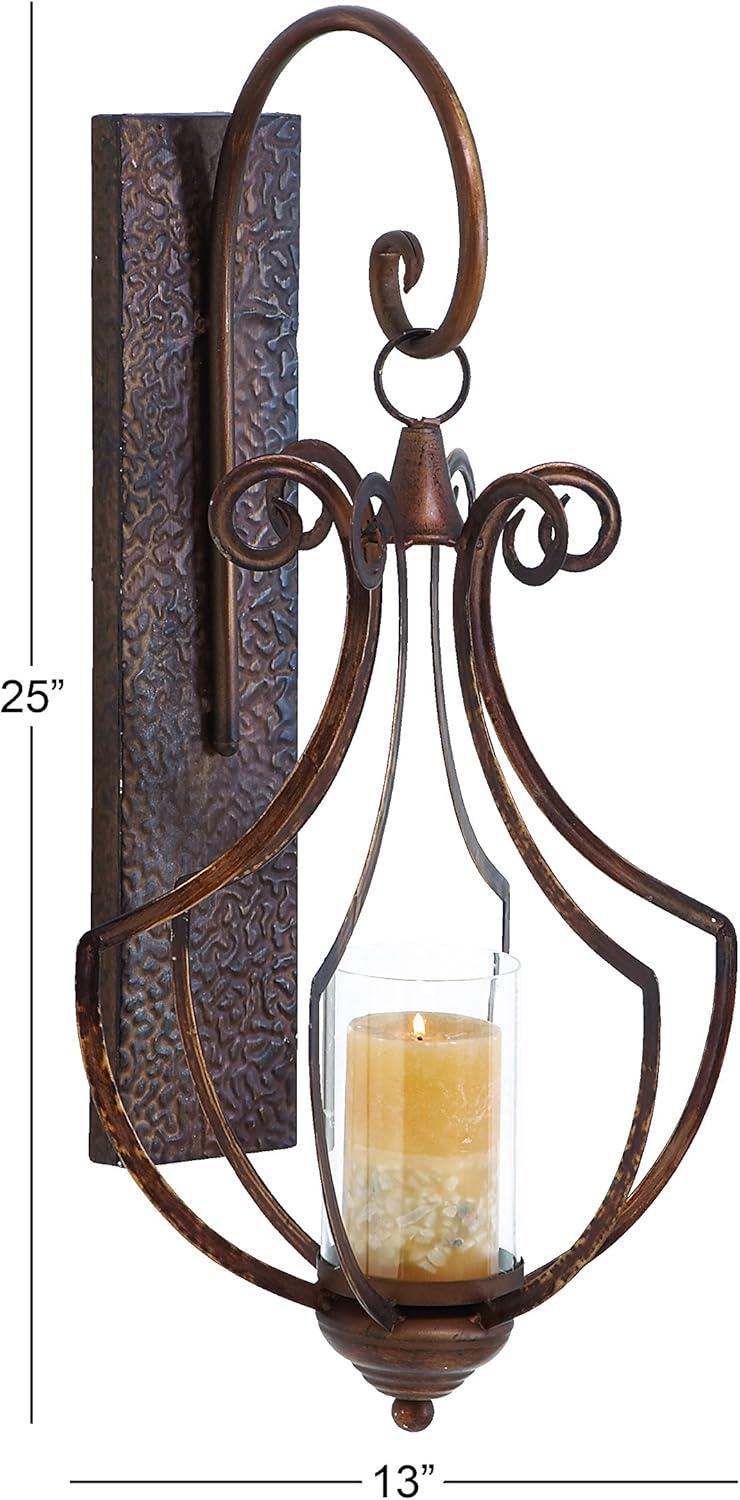 Co-t Bronze Iron Wall Sconce With Textured Finish And Glass Globe For Elegant Candle Display