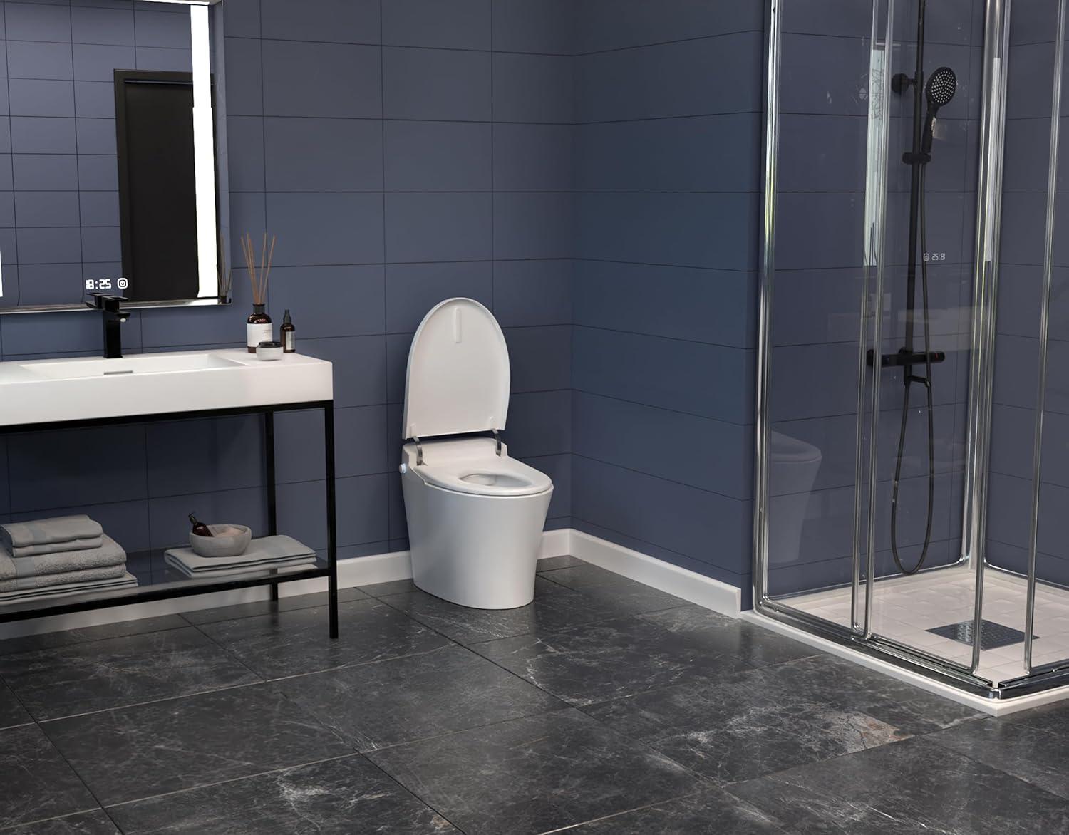 White Elongated Free Standing Smart Toilet with Bidet