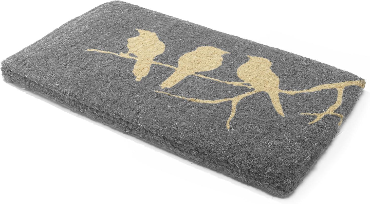 FH Home Floral Extra Thick Doormat - Handwoven, Durable - Natural Coir - Entryway, Front Door, Porch, Patio - Field of Poppies Red (18" x 30" Thick)