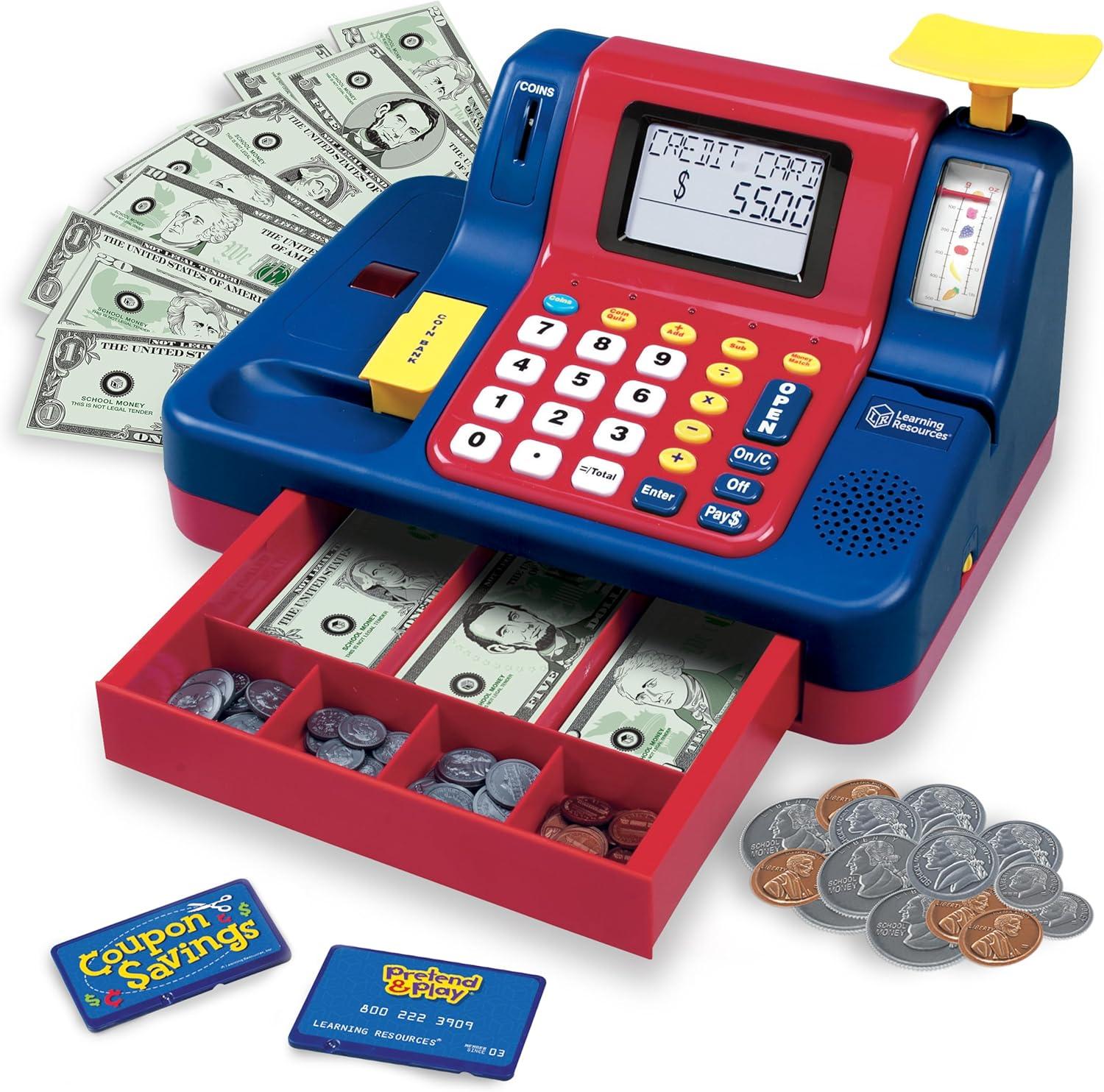 Learning Resources Pretend & Play Teaching Cash Register, Counting Activities, Play Cash Register, Preschool Toys, Ages 3, 4, 5+