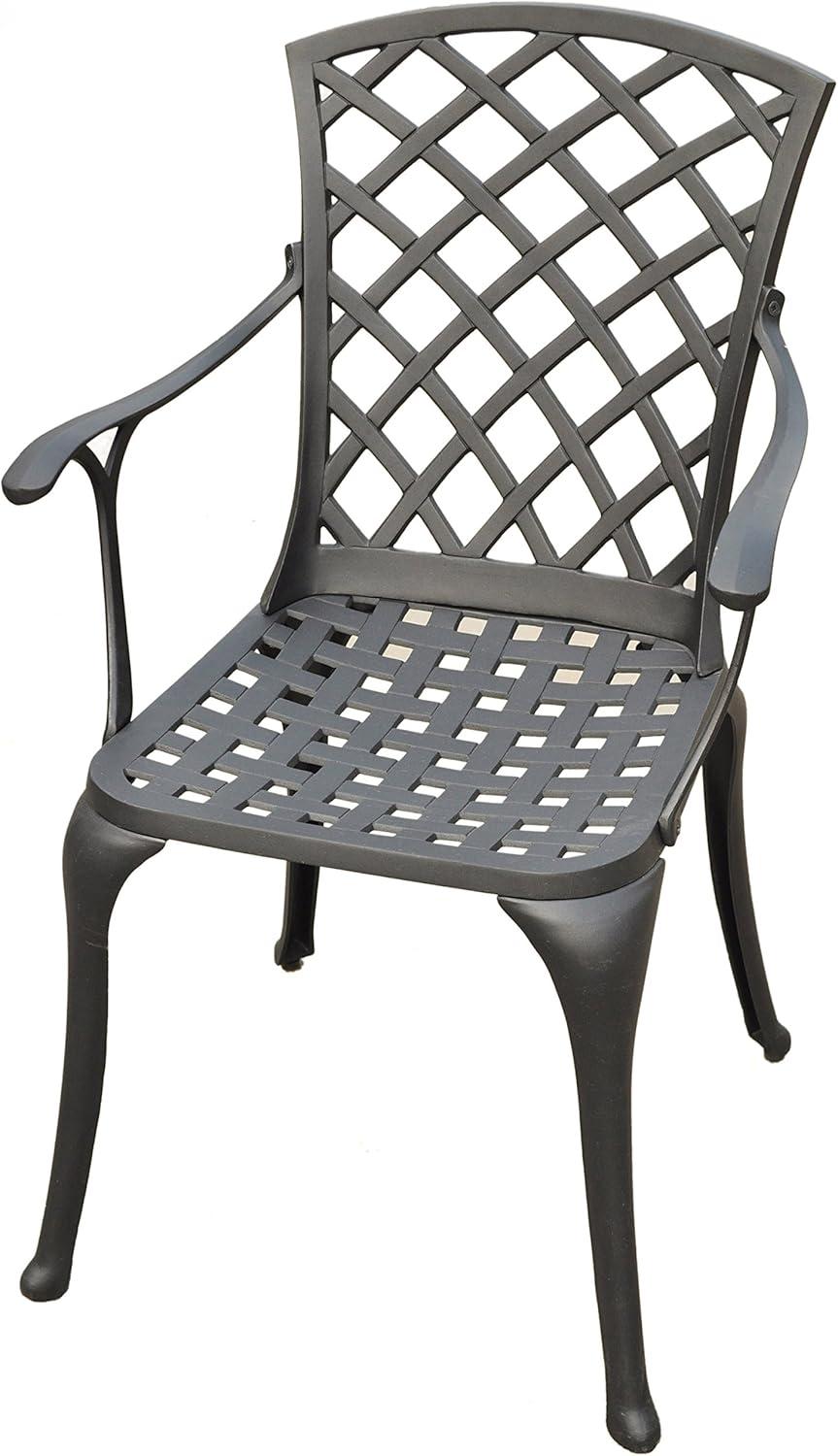 Black Aluminum Latticework Outdoor Accent Chair Set