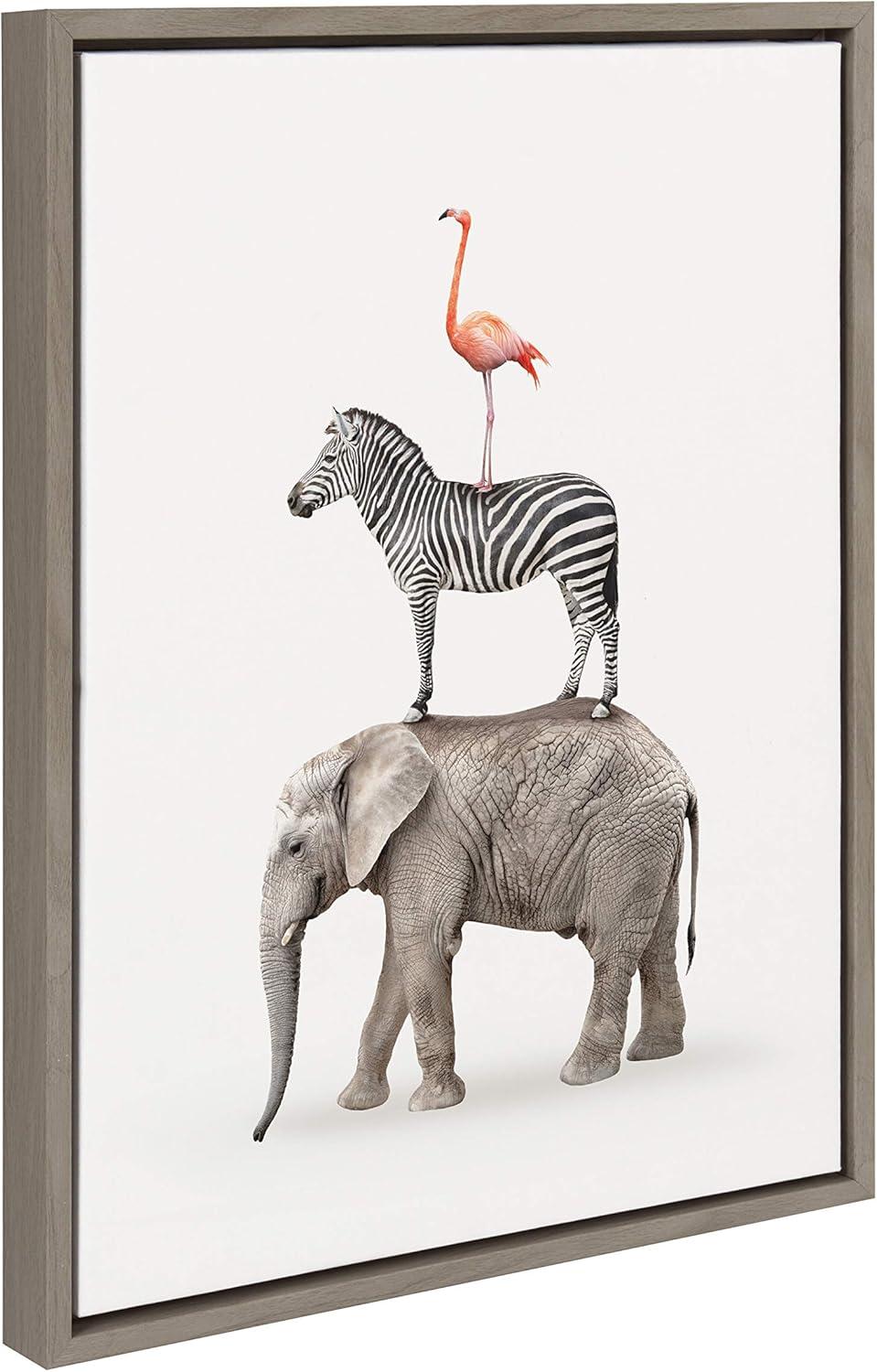 Stacked Safari Animals Canvas Print for Kids