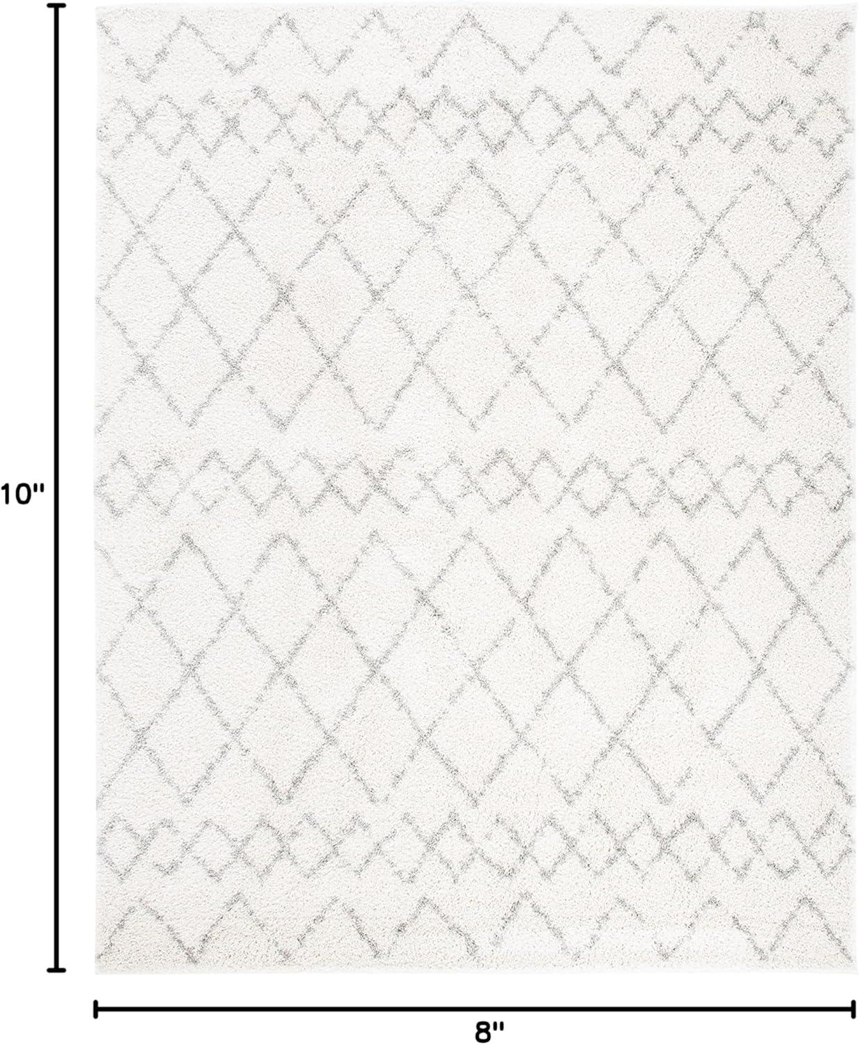 Berber Shag BER165 Power Loomed Indoor Area Rug - Cream/Light Grey - 8'x10' - Safavieh