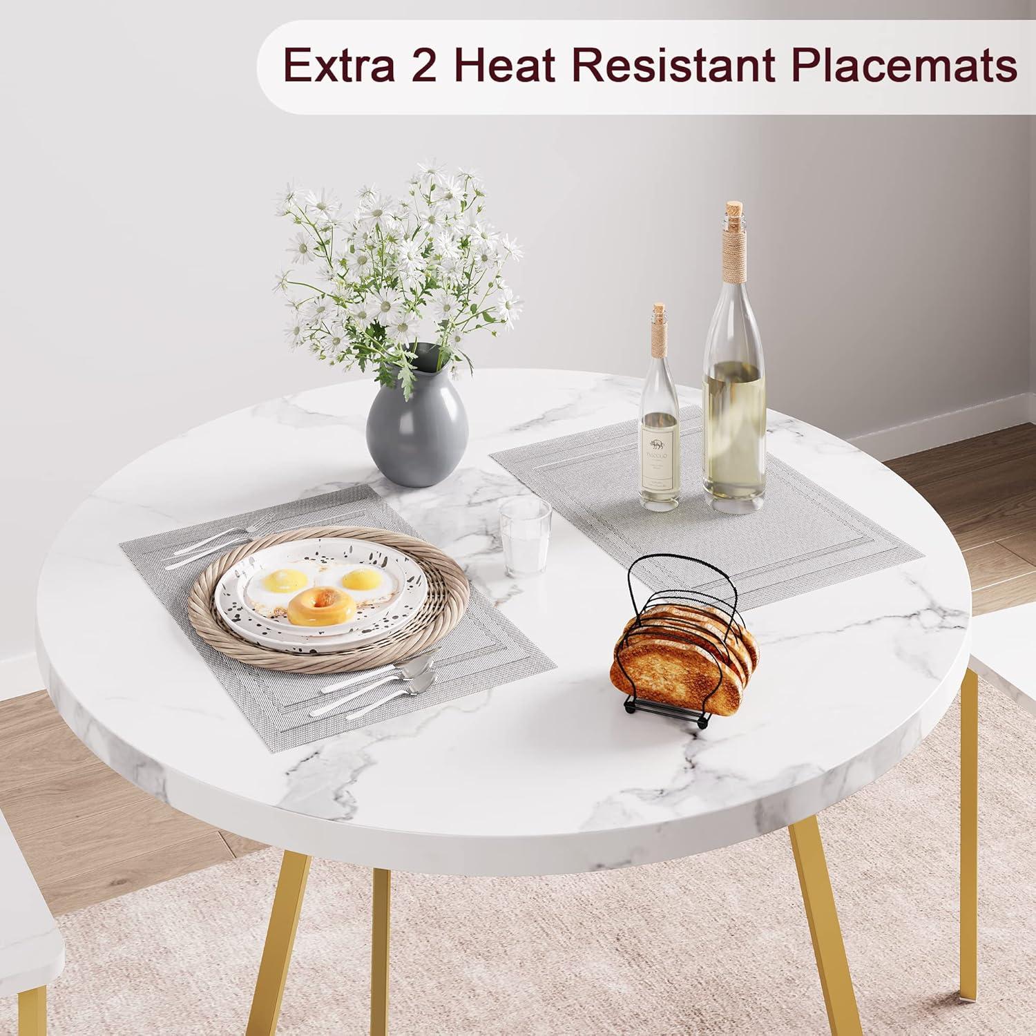 Dining Table Set for 2, Kitchen Table & Chair Sets for 2, Round Kitchen Table for Small Space, Apartment, Breakfast Nook