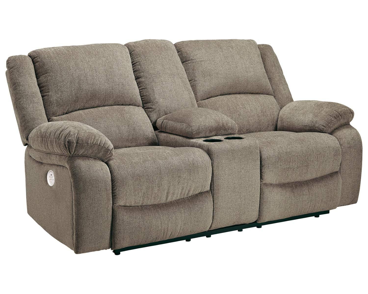 Signature Design by Ashley Draycoll Reclining Loveseat with Console in Pewter