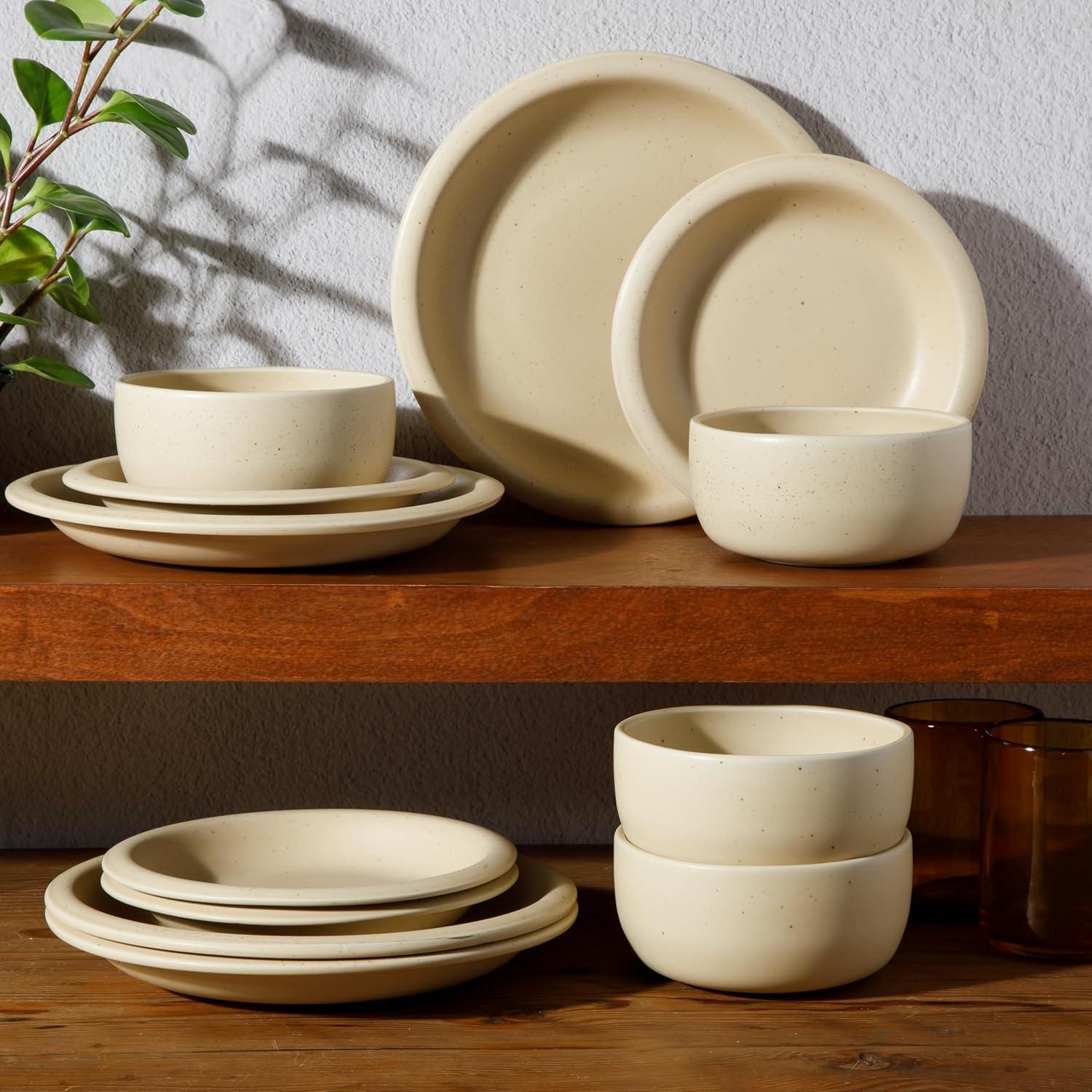 bloomhouse Bloomhouse Corsica Clay 12 Piece Stoneware Reactive Glaze Dinnerware Set