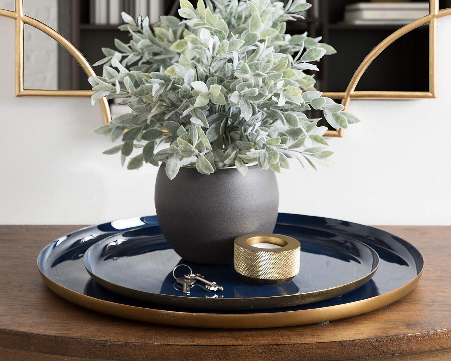 Kate and Laurel Neila Tray, 2 Piece, Navy Blue and Gold