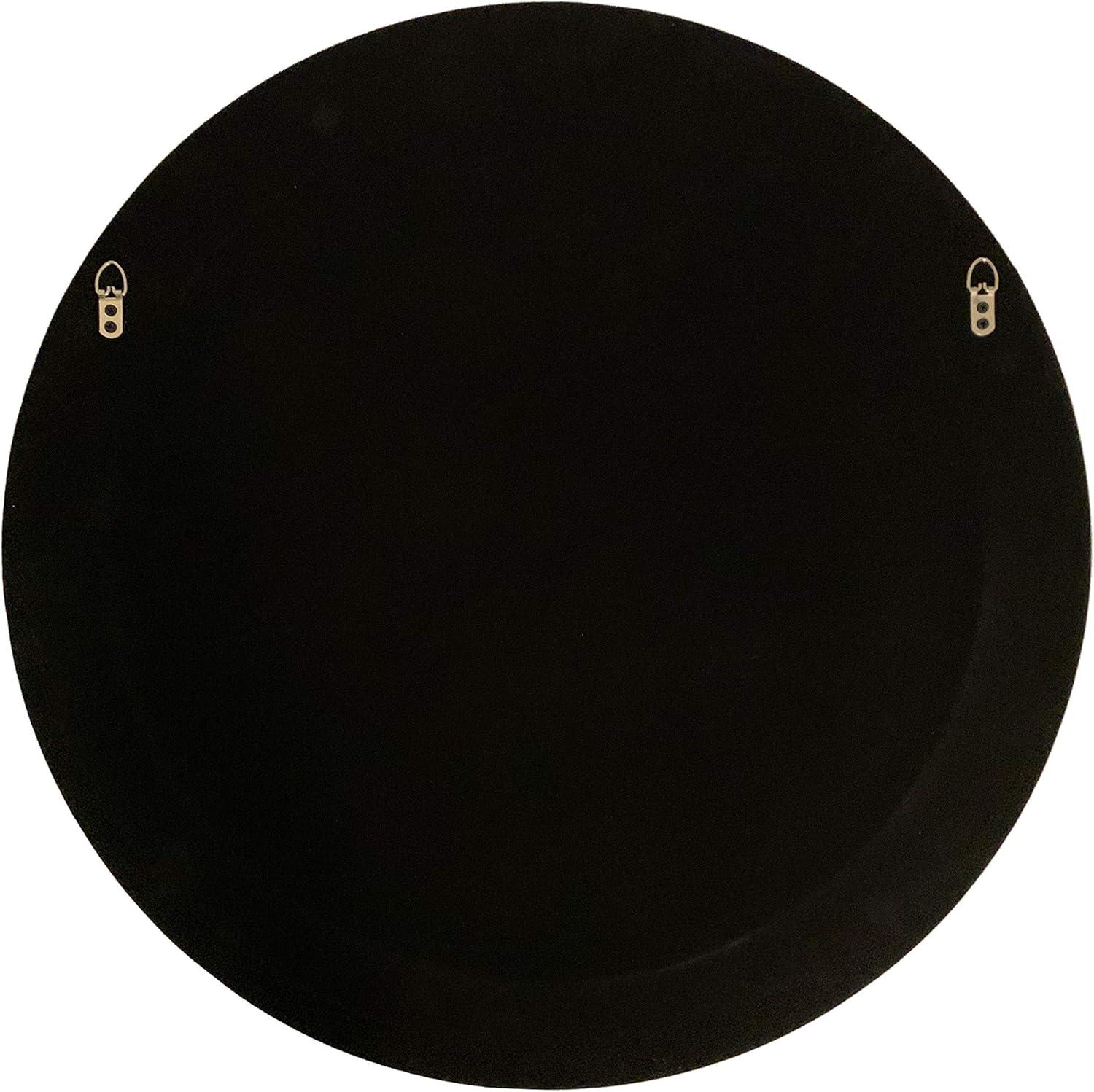 Chloe Lighting Reflection Vertical Hanging Seashell Finish Round Framed Wall Mirror 30`` Height