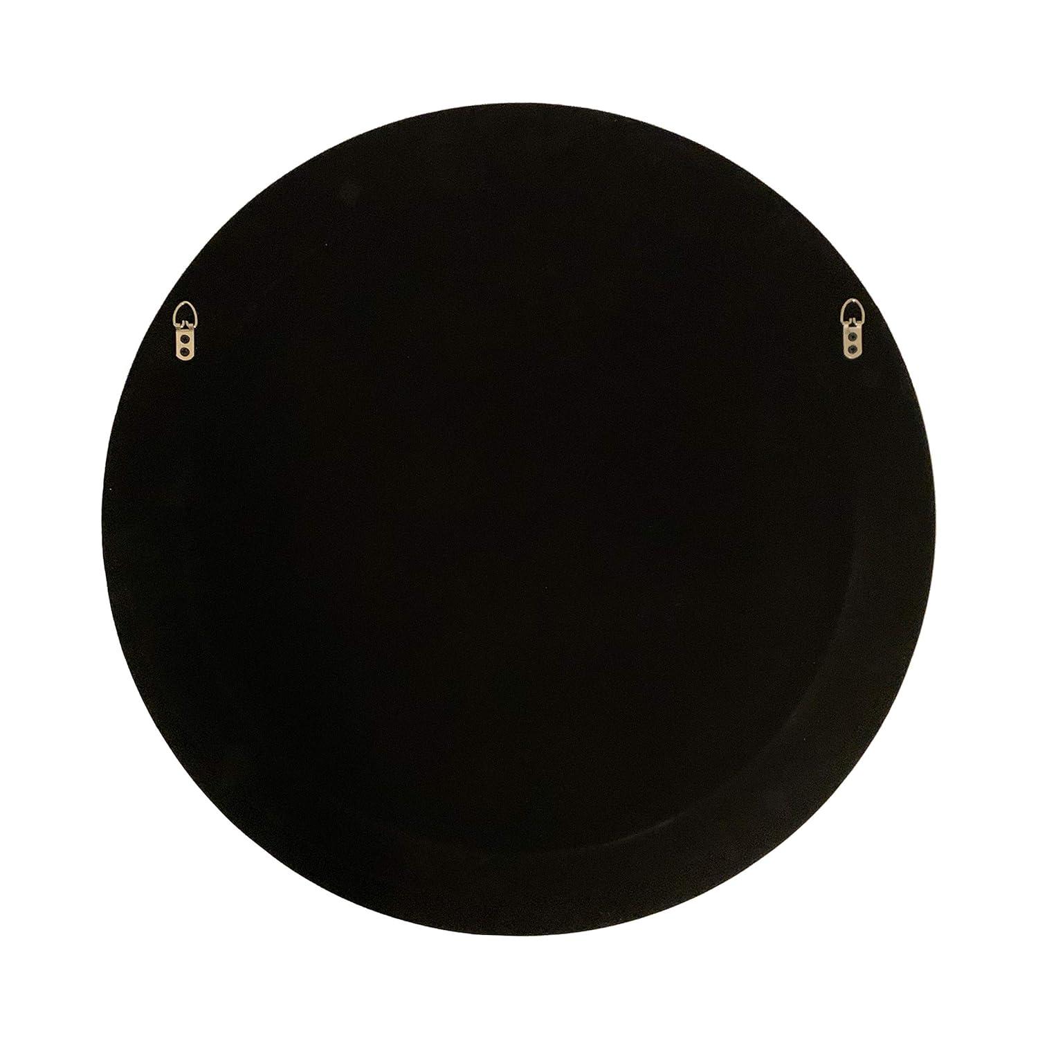 Chloe Lighting Reflection Vertical Hanging Seashell Finish Round Framed Wall Mirror 30`` Height