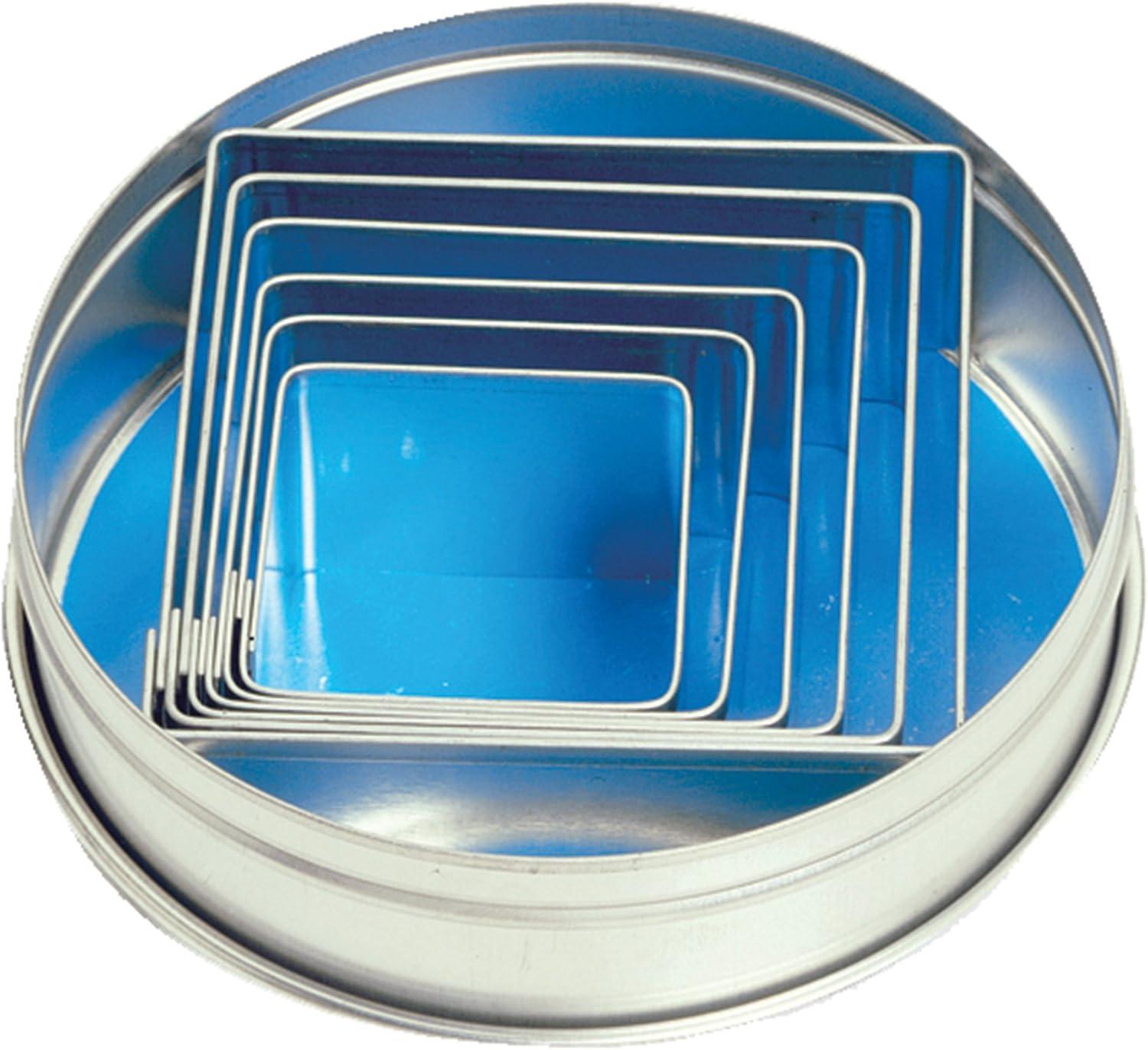 Stainless Steel Square Cookie Cutter Set with Storage Tin