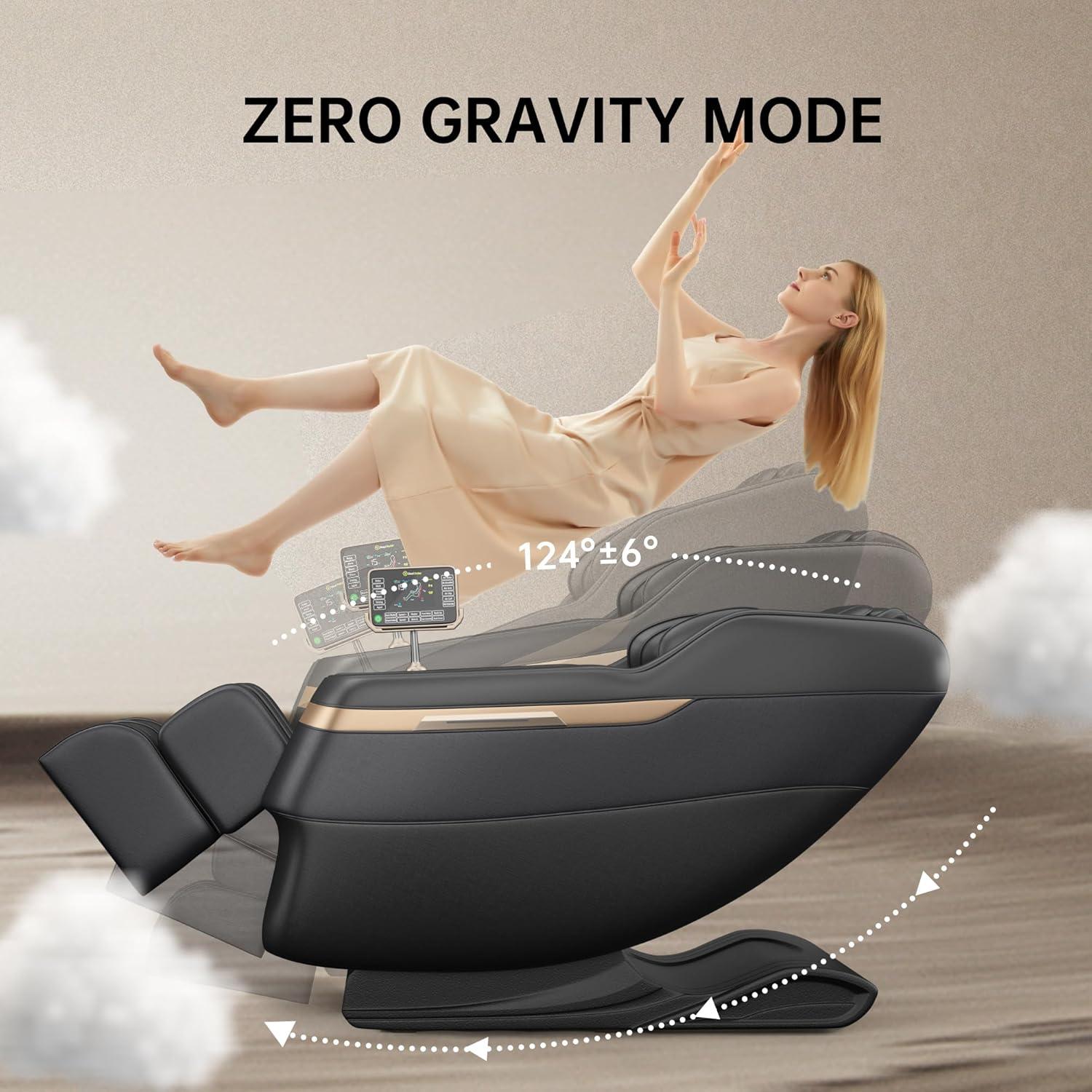 Black Full Body Massage Chair with Bluetooth and Heater