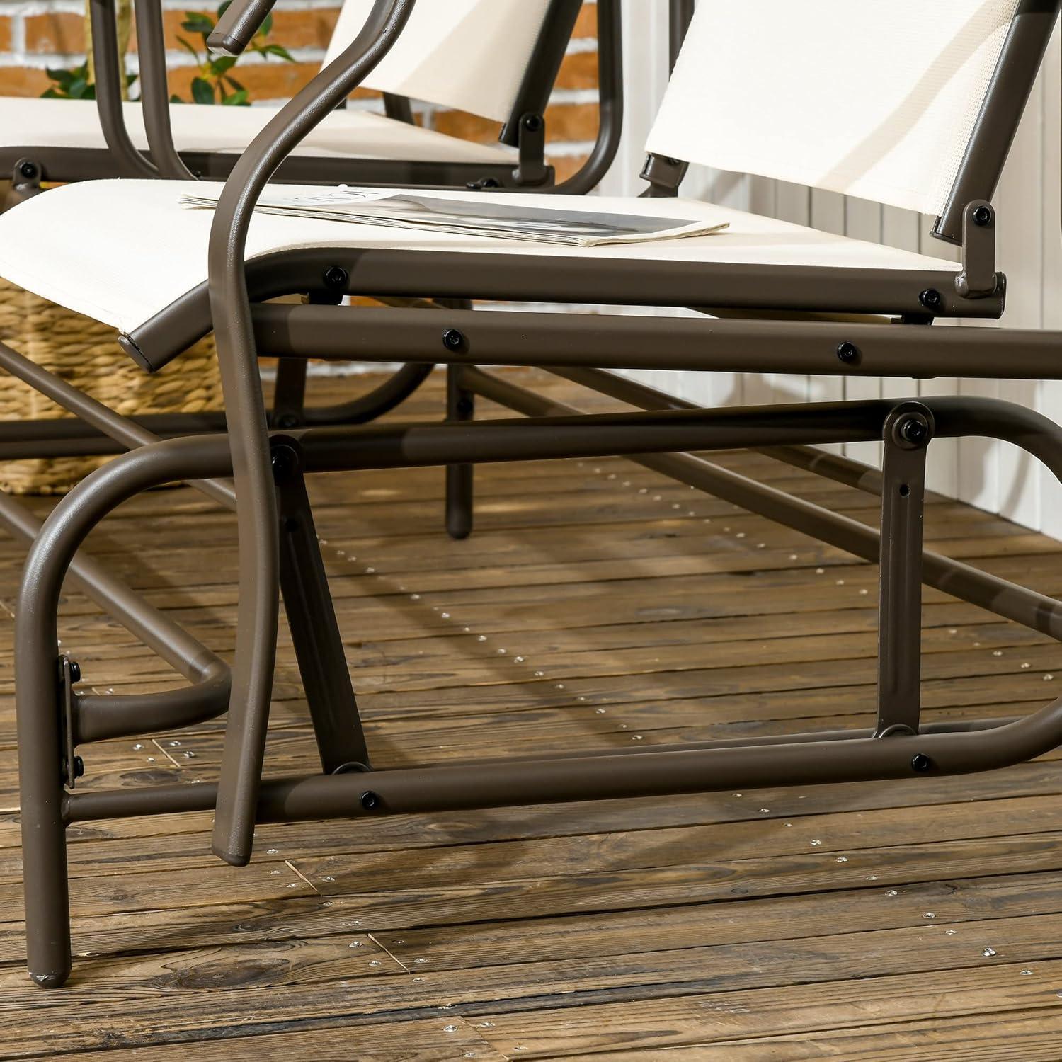 YYAo Outdoor Swing Rocker Glider Chair, Rocking Lounge Chair,Outdoor Glider Bench with Center Table,Patio Loveseat with Armrests, Beige