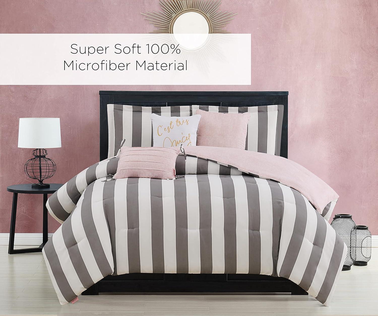 Juicy Couture Cabana Stripe Reversible Comforter Setswith Decorative Pillows
