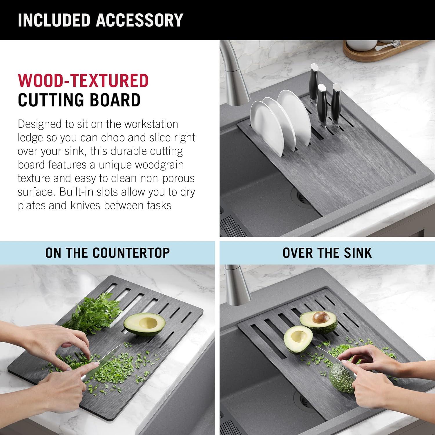 DELTA Everest™ 30" L Granite Composite Workstation Kitchen Sink Drop-In Top Mount Single Bowl with WorkFlow™ Ledge