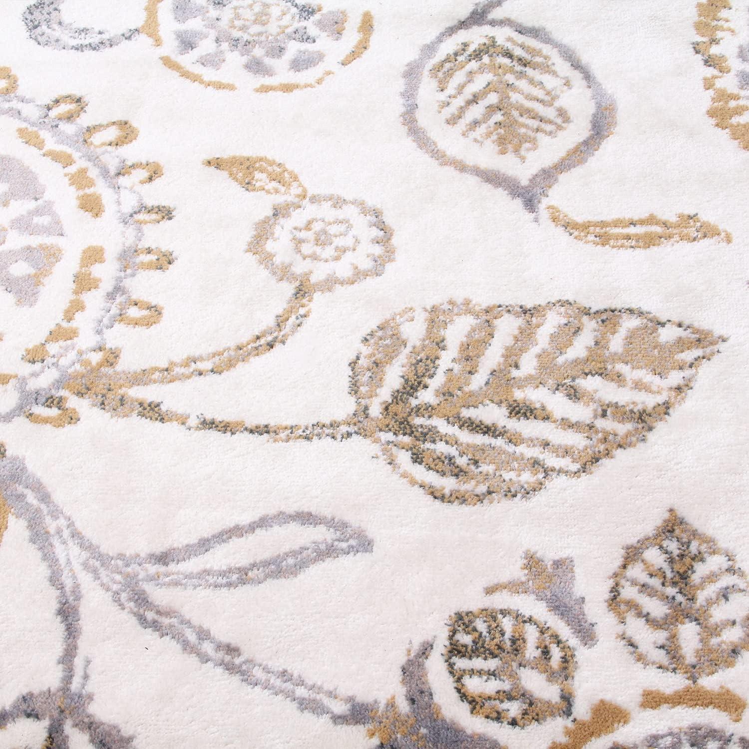 SUPERIOR Indoor Small Area Rug, Jute Backed, Modern Floral Farmhouse Floor Decor, Perfect for Hallway, Entryway, Living/Dining Room, Bedroom, Office, Kitchen, Amary Collection - 5' x 8', Grey