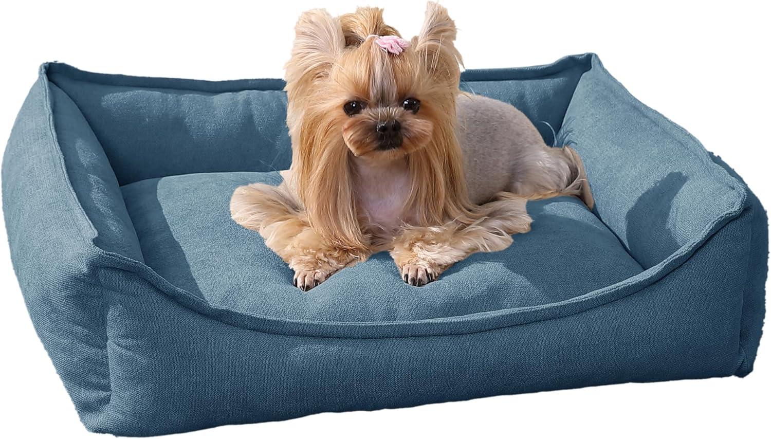 Arlee Home & Pet Cresent Lounger Orthopedic Eco-Friendly Memory Foam Dog Bolster Bed - Blue - S