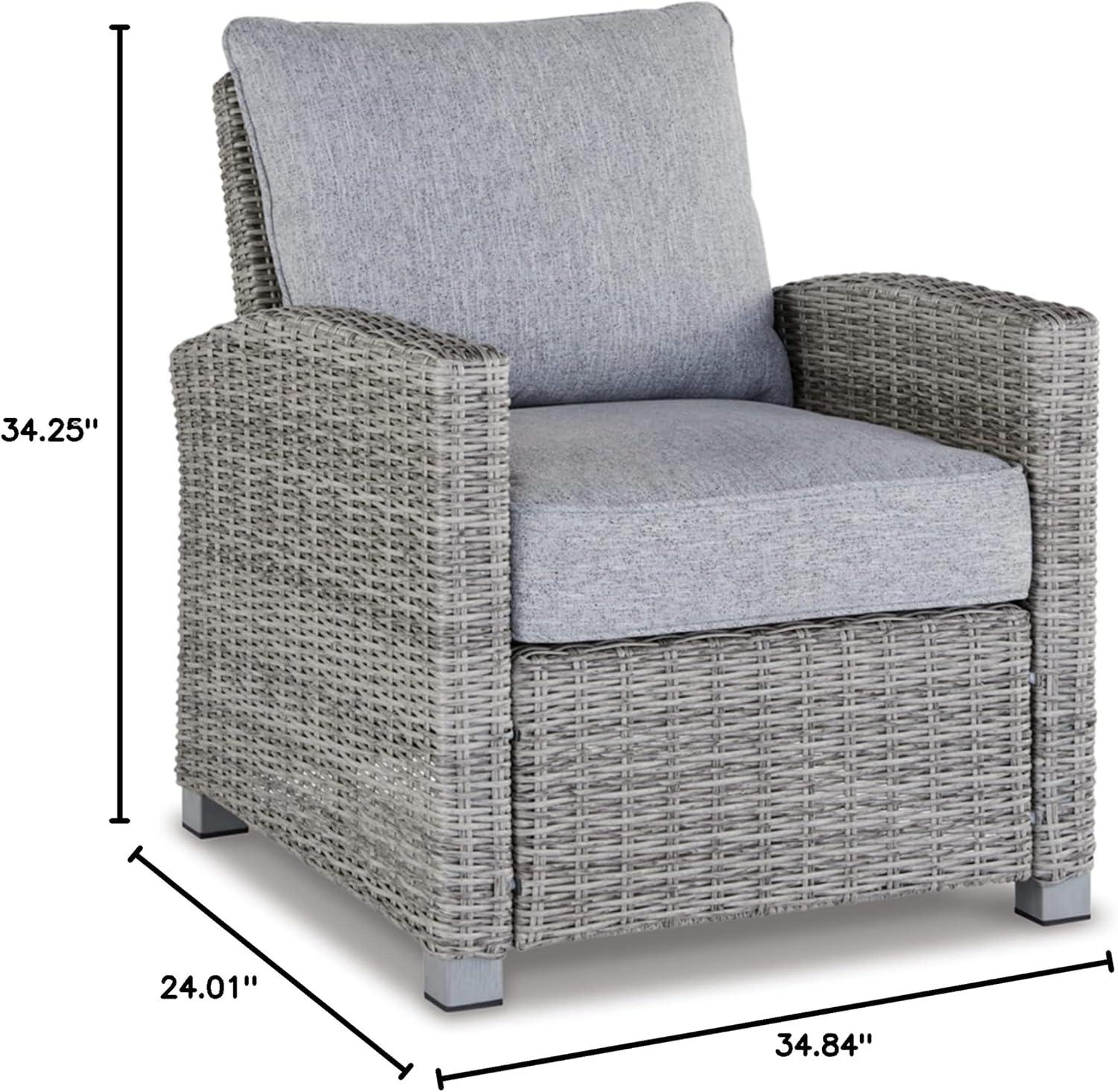 Beige and Gray Resin Wicker Lounge Chair with Cushions