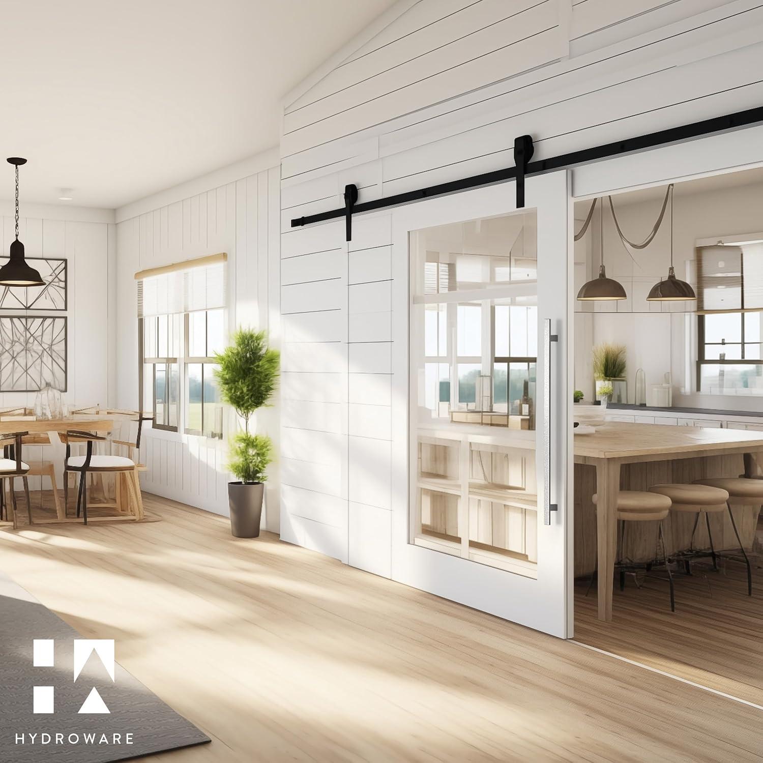 HYDROWARE Push/Pull Door Handle - Modern Contemporary Flat Long Stainless Steel Push Pull Door Handle for Home Entrance Glass Shower Wooden Barn & Office Store Shop Doors (Set of 2)