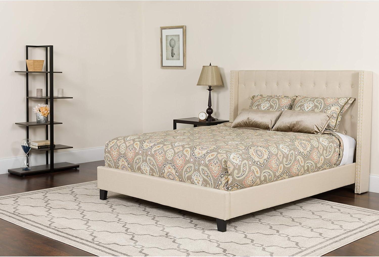 Flash Furniture Riverdale Full Size Tufted Upholstered Platform Bed in Black Fabric