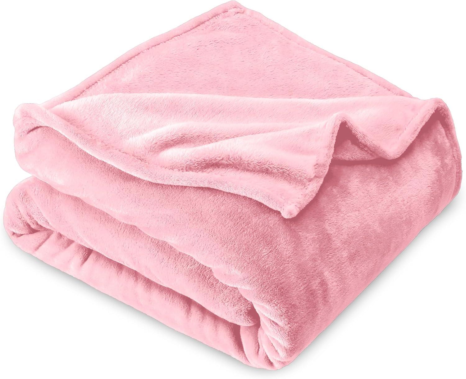 Light Pink Microplush Full/Queen Fleece Blanket by Bare Home
