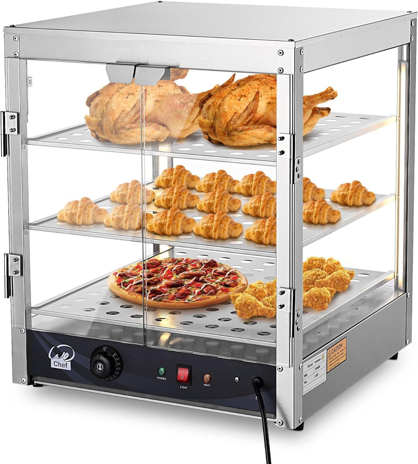 Stainless Steel 20" 3-Tier Commercial Food Warmer with LED Lighting