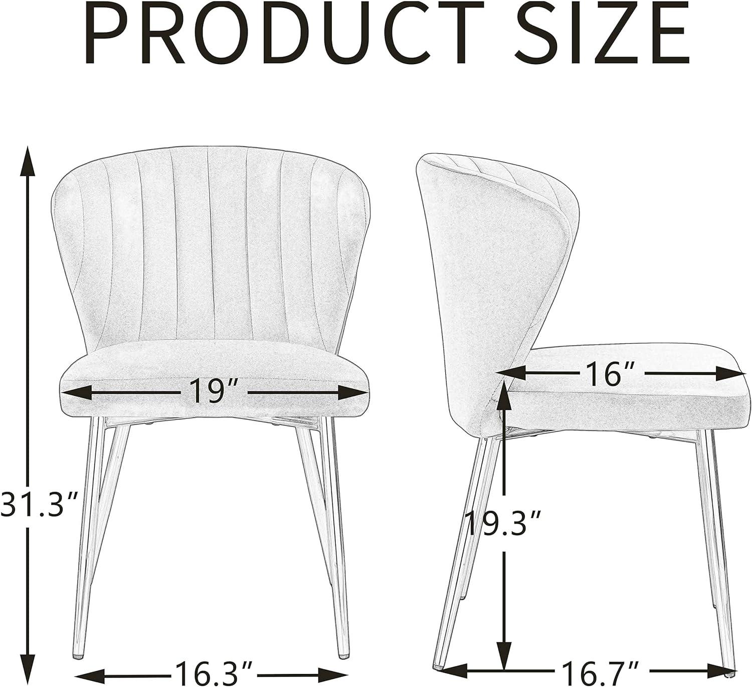 Velvet Dining Chairs Set of 2 Upholstered Side Chairs Accent Home Kitchen Tufted Metal Legs Living Room Orange