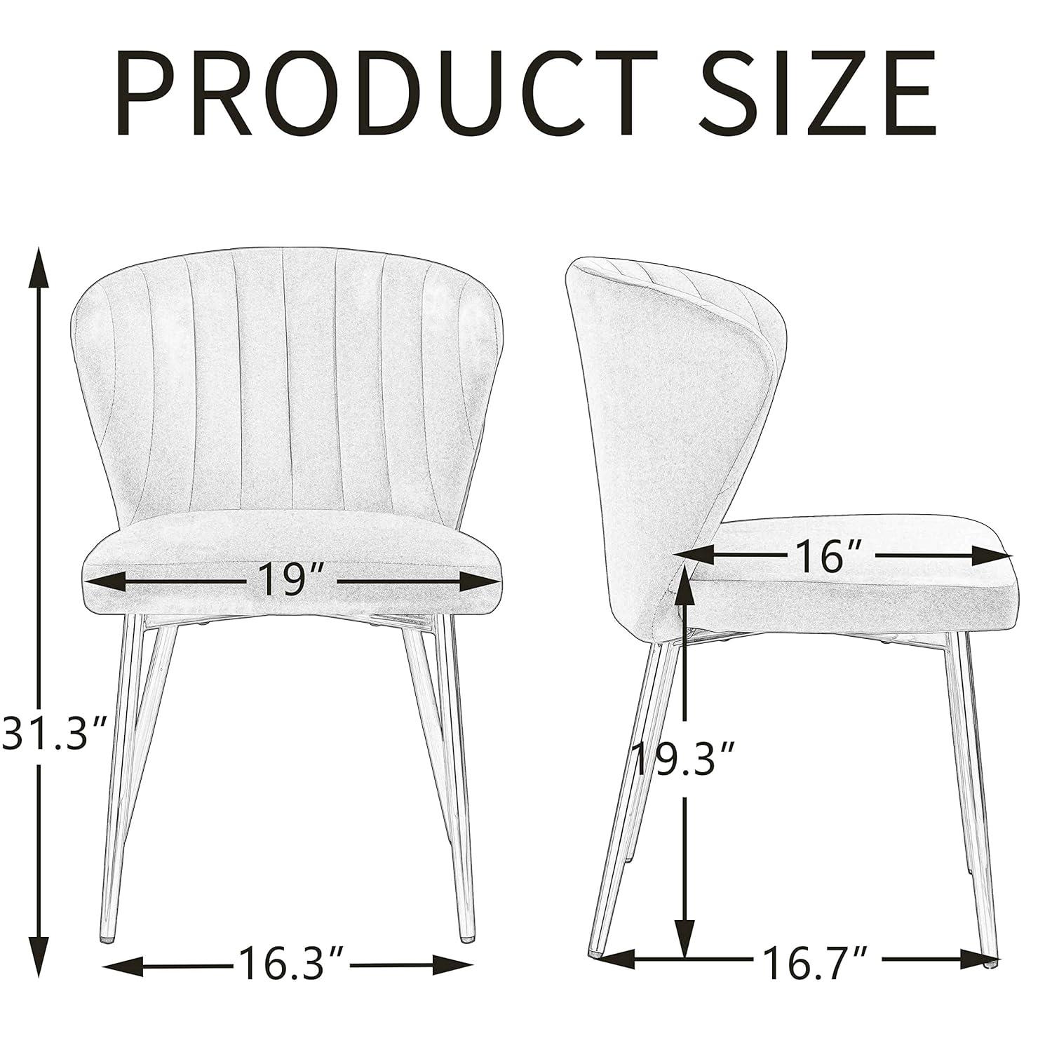 ANOUR Modern Dining Chairs, Velvet Accent Chair, Living Room Chairs, Set of 2, Upholstered Side Chair with Golden Metal Legs for Dining Room Kitchen Vanity Patio (Yellow, 2 Pack)