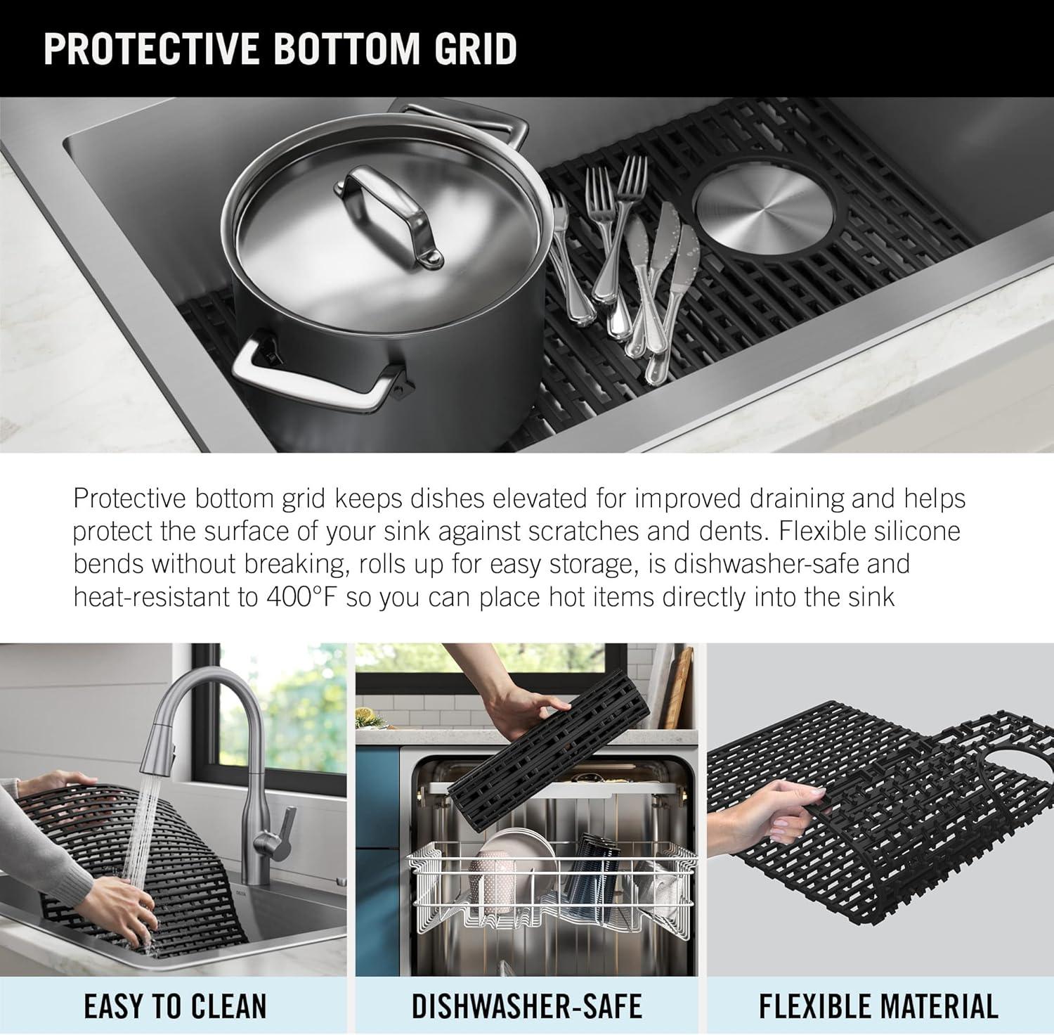 Delta Marca™ Drop-In Undermount Stainless Steel Single Bowl Kitchen Sink with Accessories