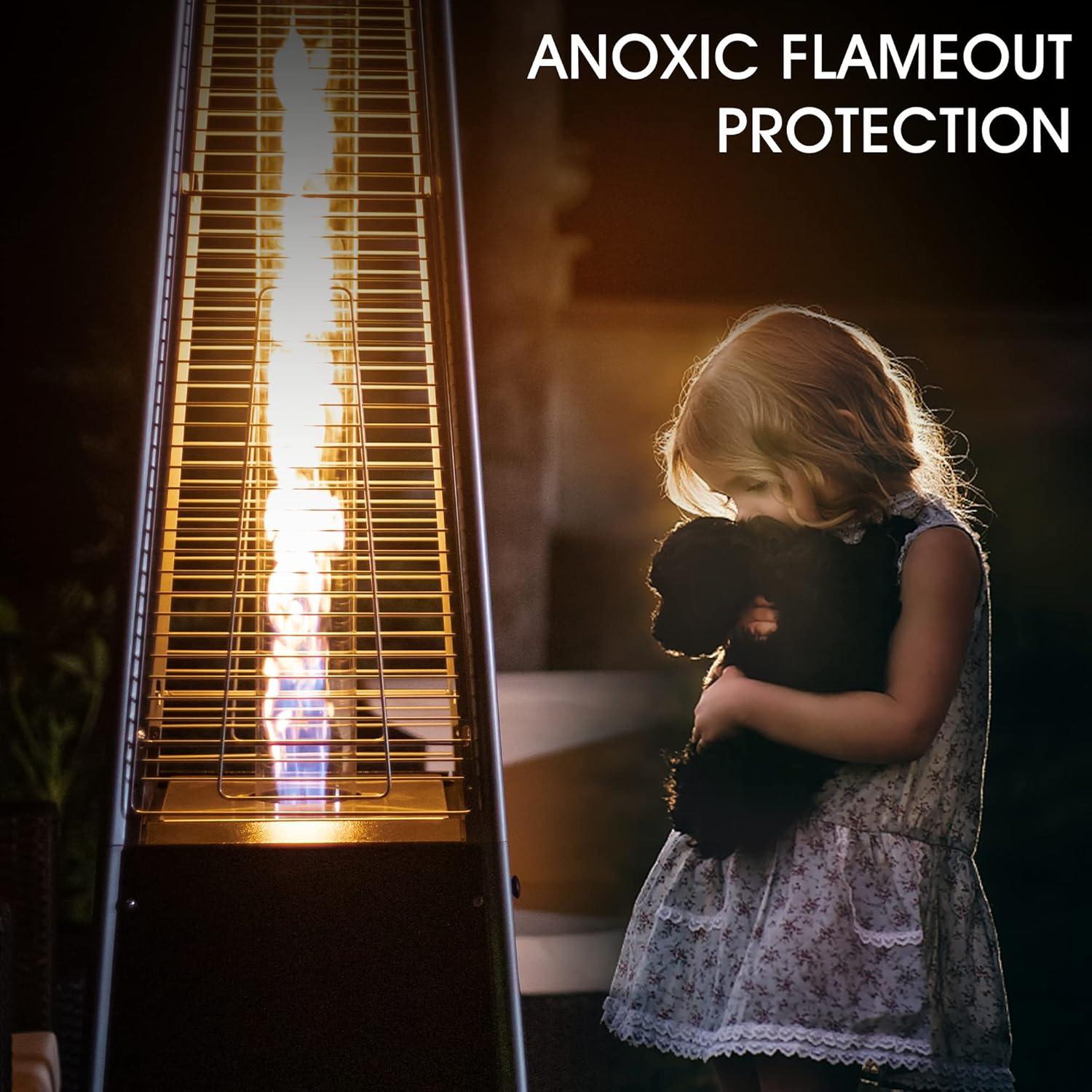 LEGACY HEATING Outdoor Patio Heater with Reflector Shield, 40,000 BTU Propane Patio Heater with Wheels for Commercial, Residential, Garden, Porch, Party, Deck(Mocha)